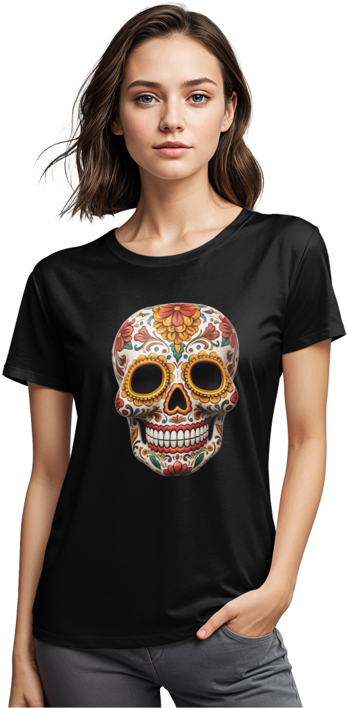 Camiseta negra con diseño de calavera