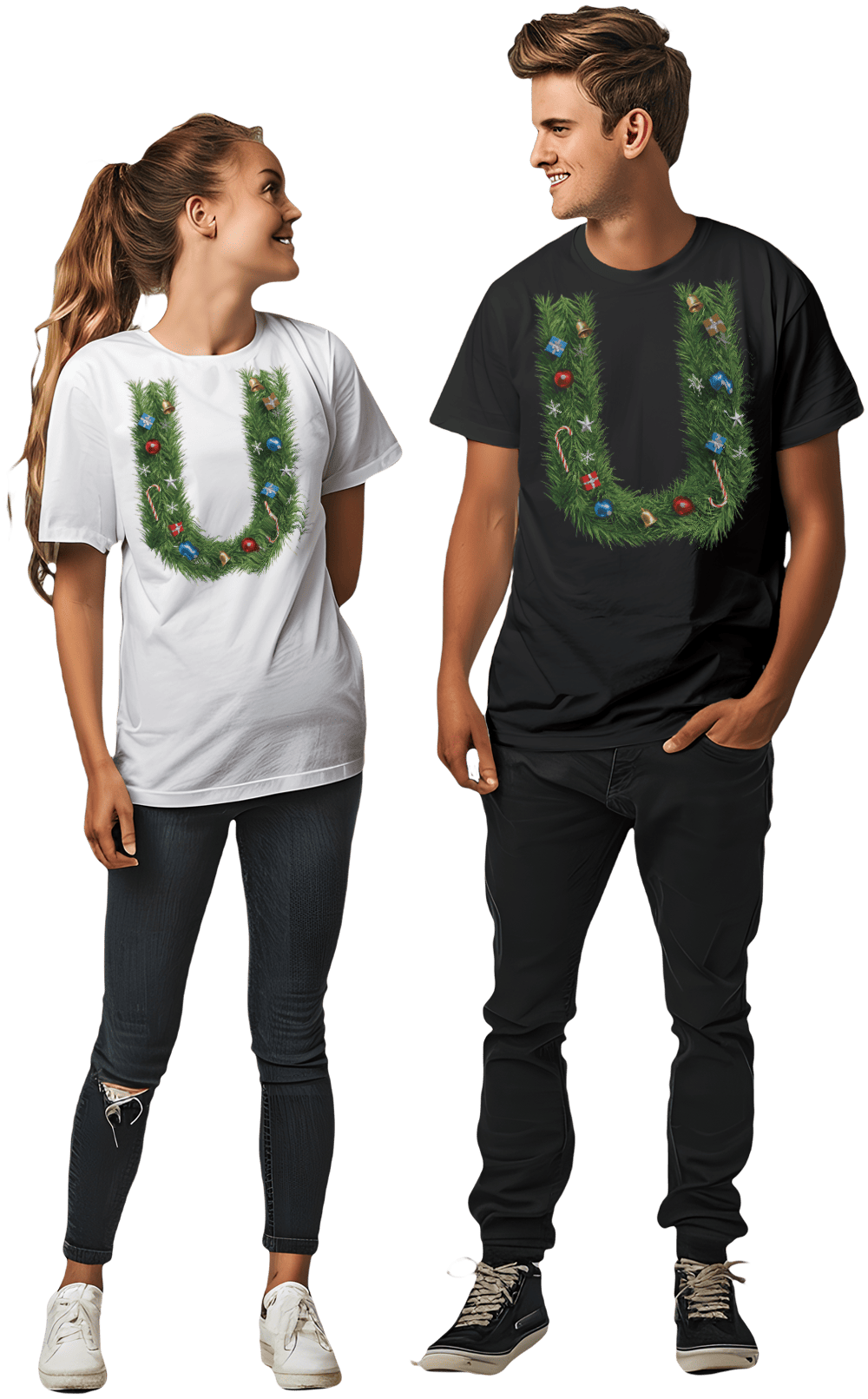 Playera festiva con diseño de guirnalda