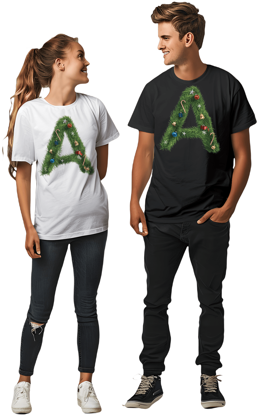 Camiseta con letra navideña 'A'