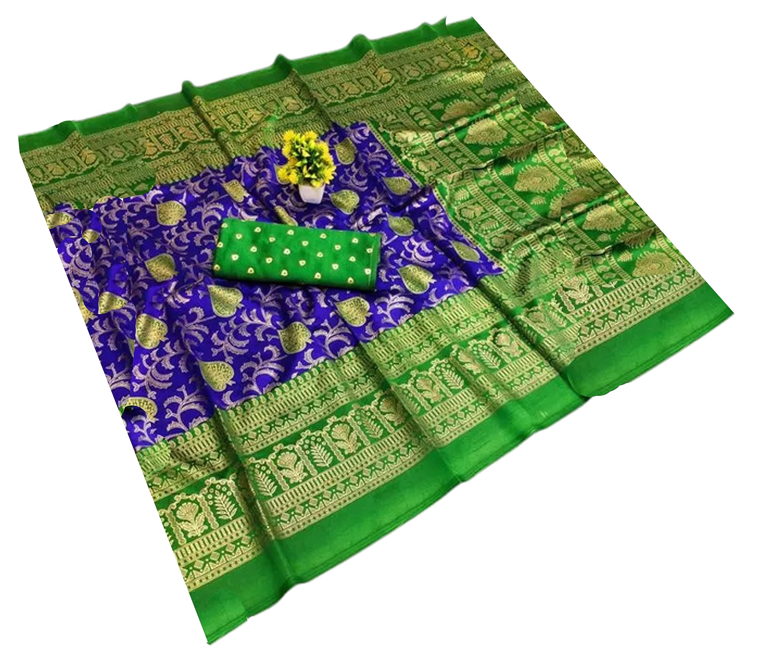 Jolly Mysore Karnataka Silk Soft Foil Printed - Blue