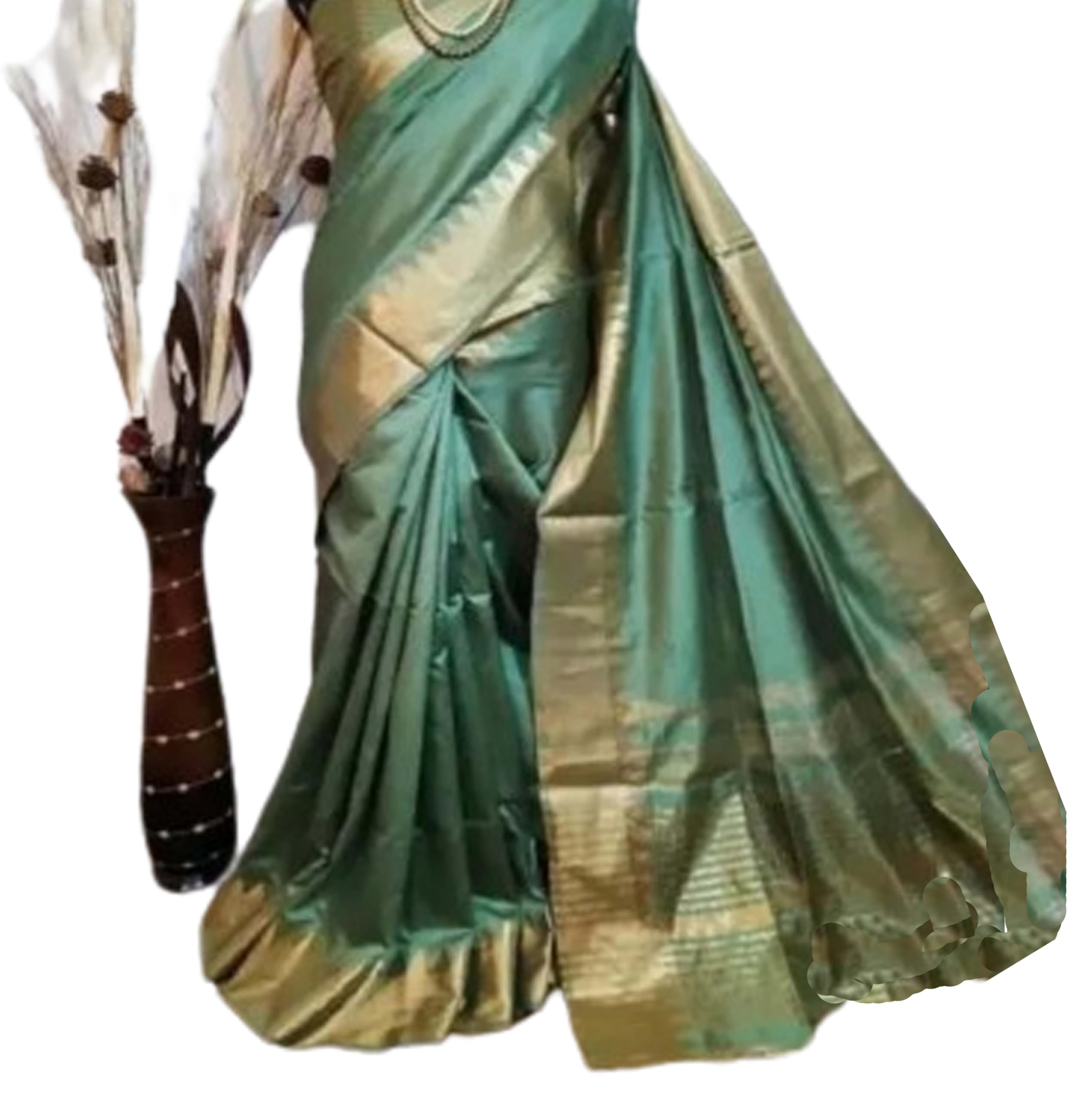 Jolly Women's Woven Assam Wedding Silk Festive Saree With Temple Border - Green