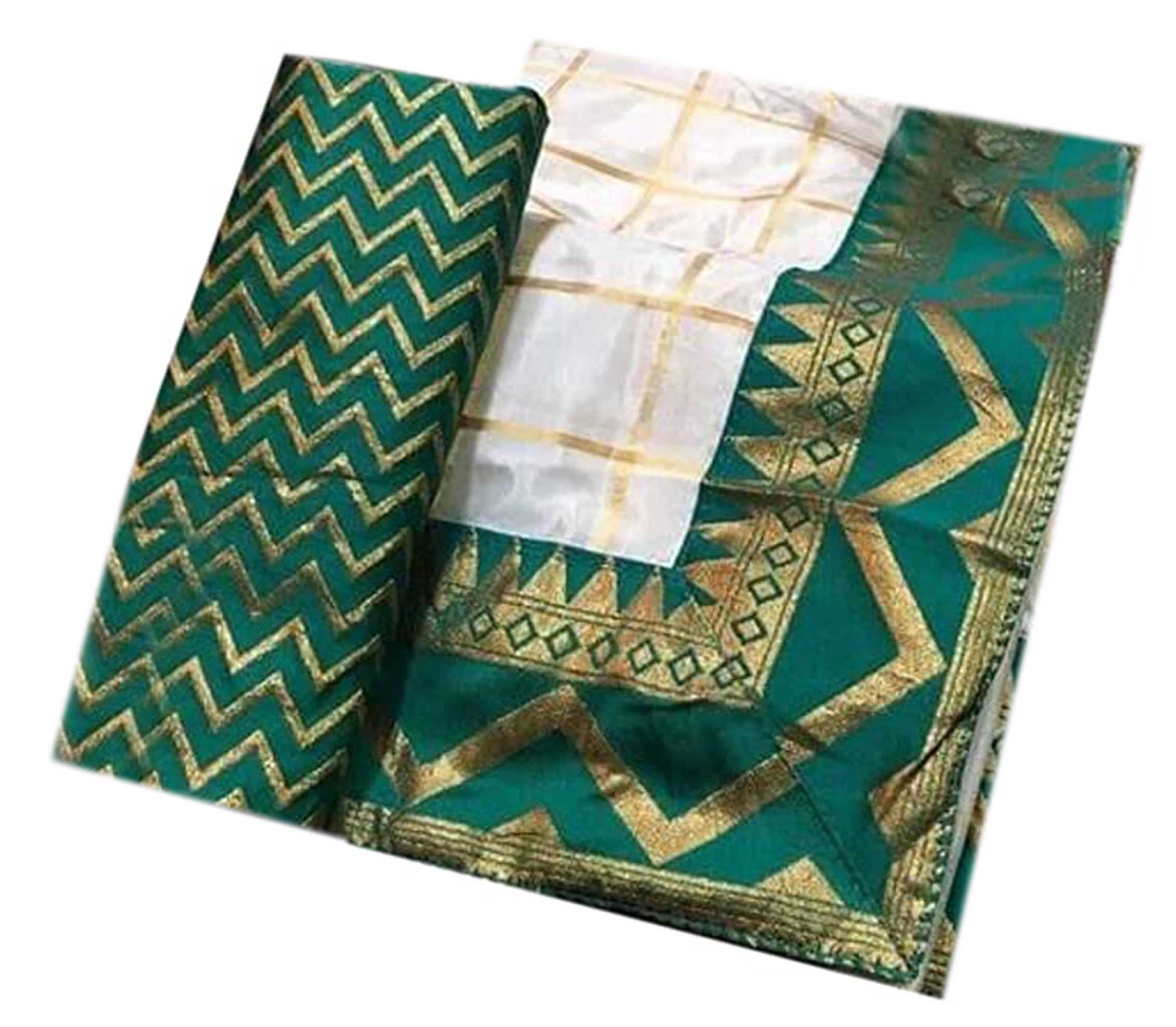 Jolly Enterprise Women`s Jacquard Soft Sana SIlk With Contrast Blouse Piece- White Green