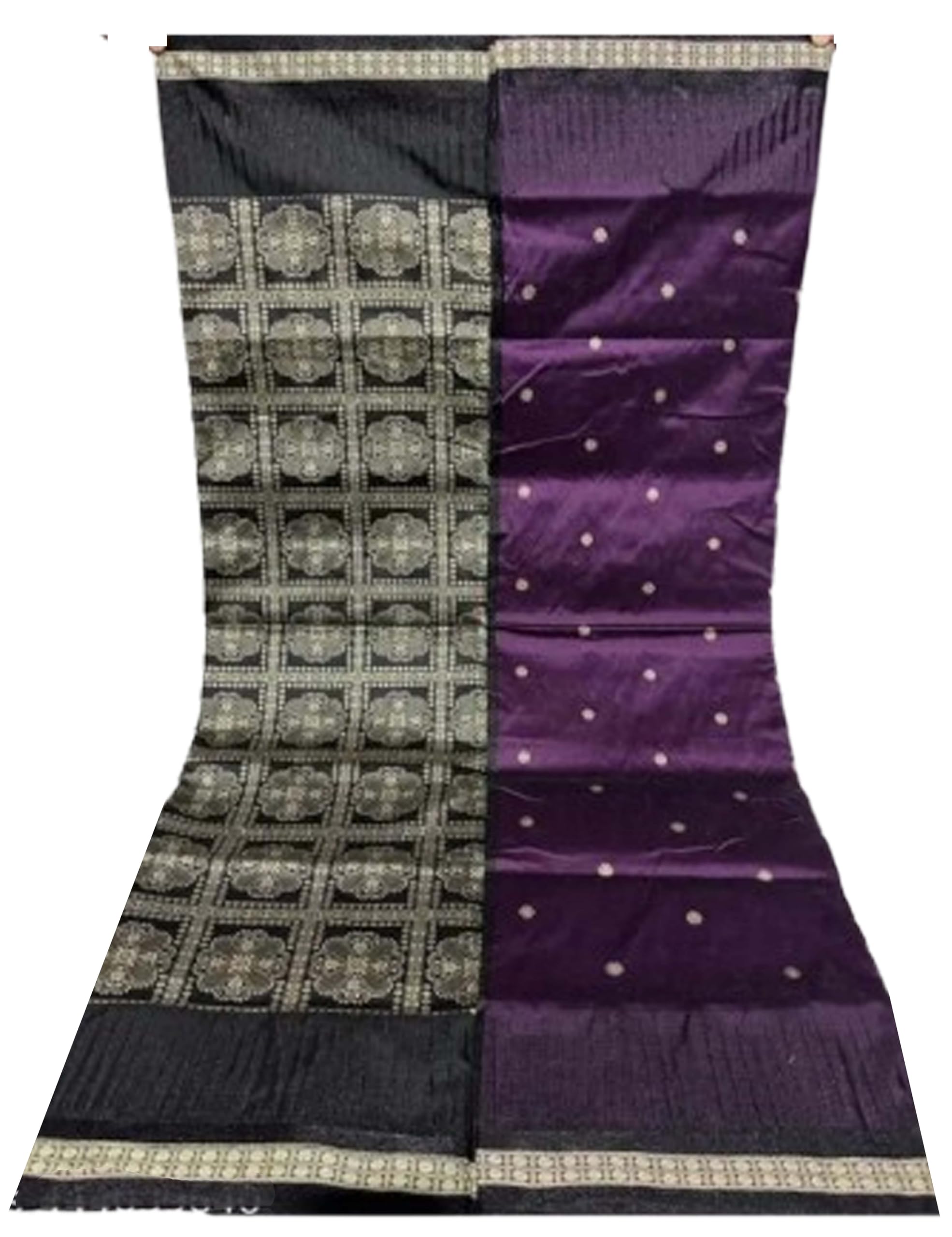 Jolly Women`s Sambalpuri Silk Saree Pasapalli With Traditional Design with Blouse Pc - Purple Black