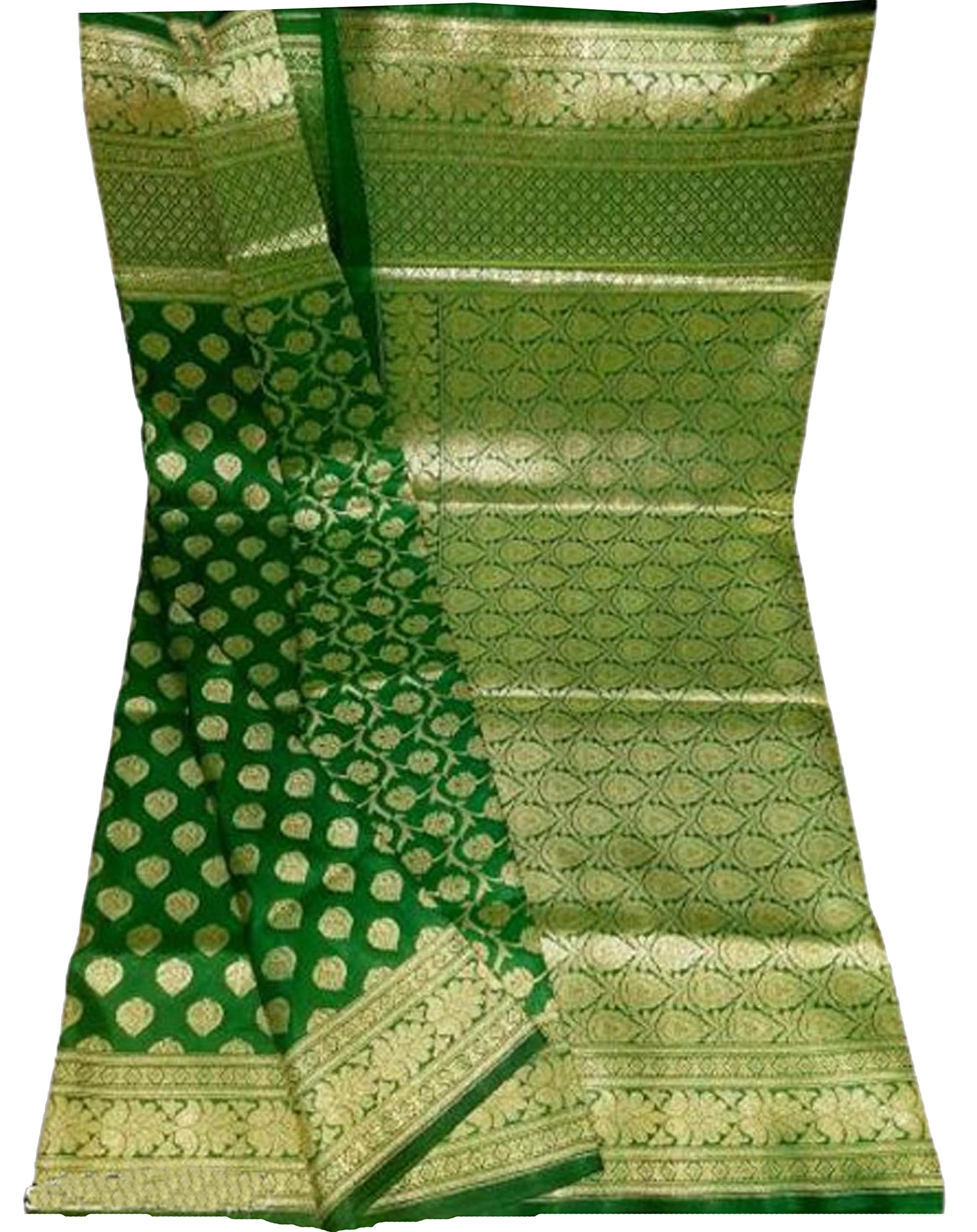 Bridal Banarasi Katan Silk Saree Jacquard and Zardosi Jaal Work with All over Zari Border - Green