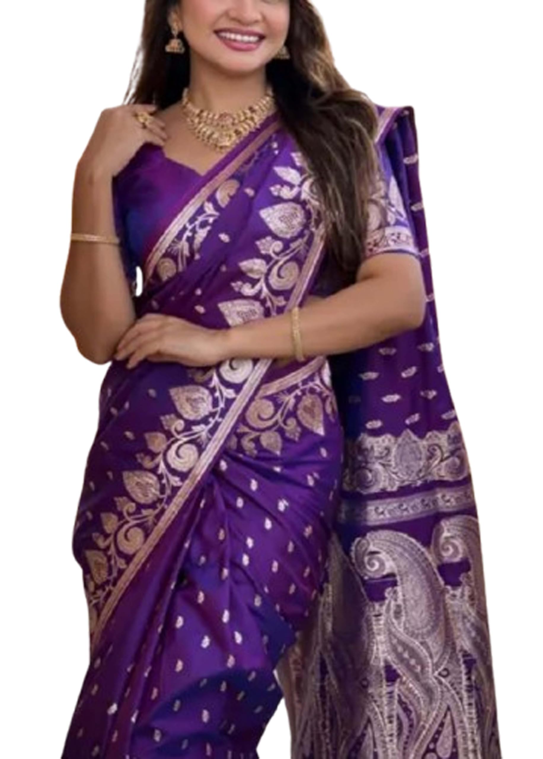 Banarasi Soft Silk Rich Pallu Mango Design With Matching Blouse-Violet