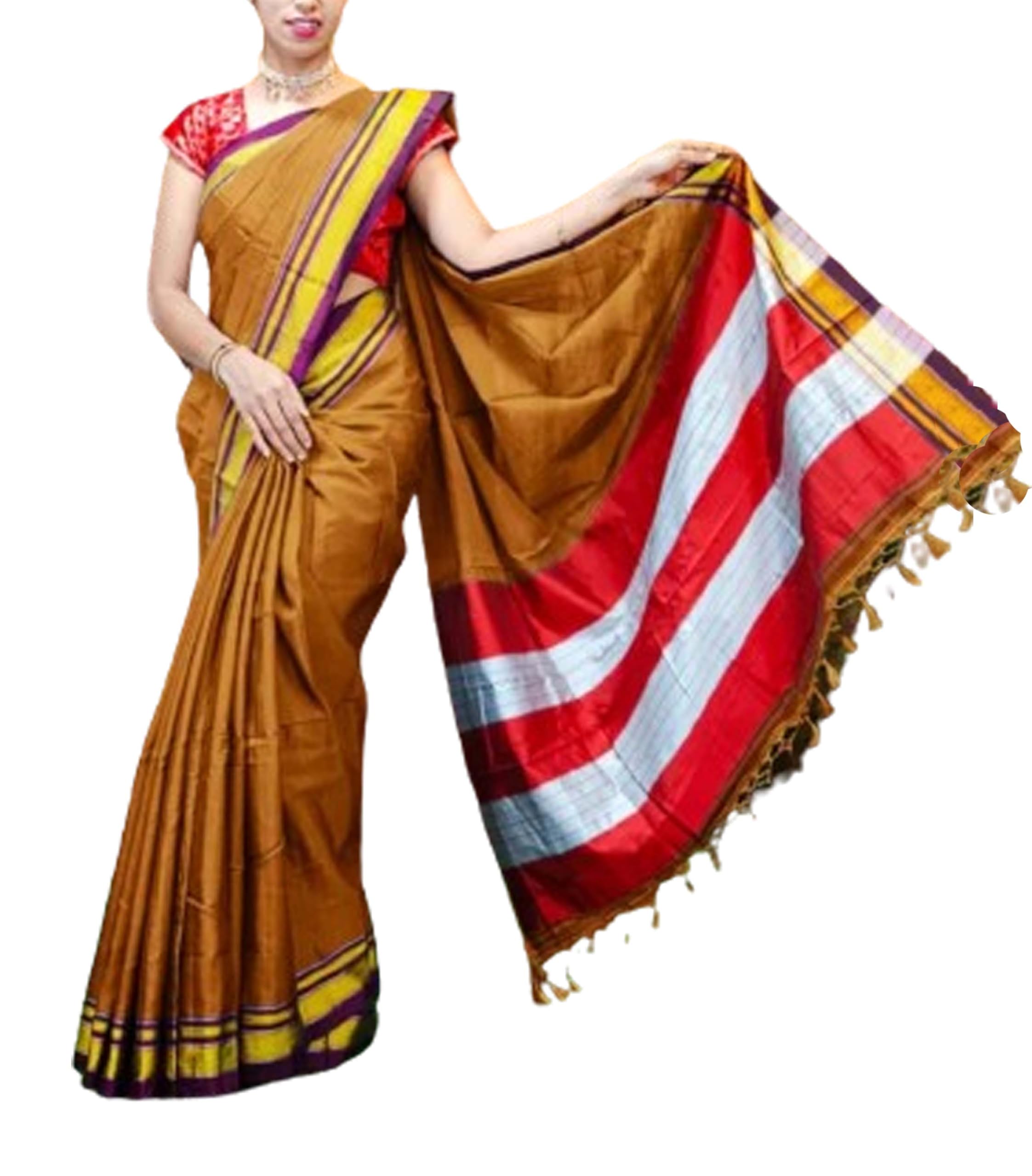 Jolly Women Pure Ilkal Saree South Silk Saree with Contrast Border 6Yard With Blouse Piece- Mastard