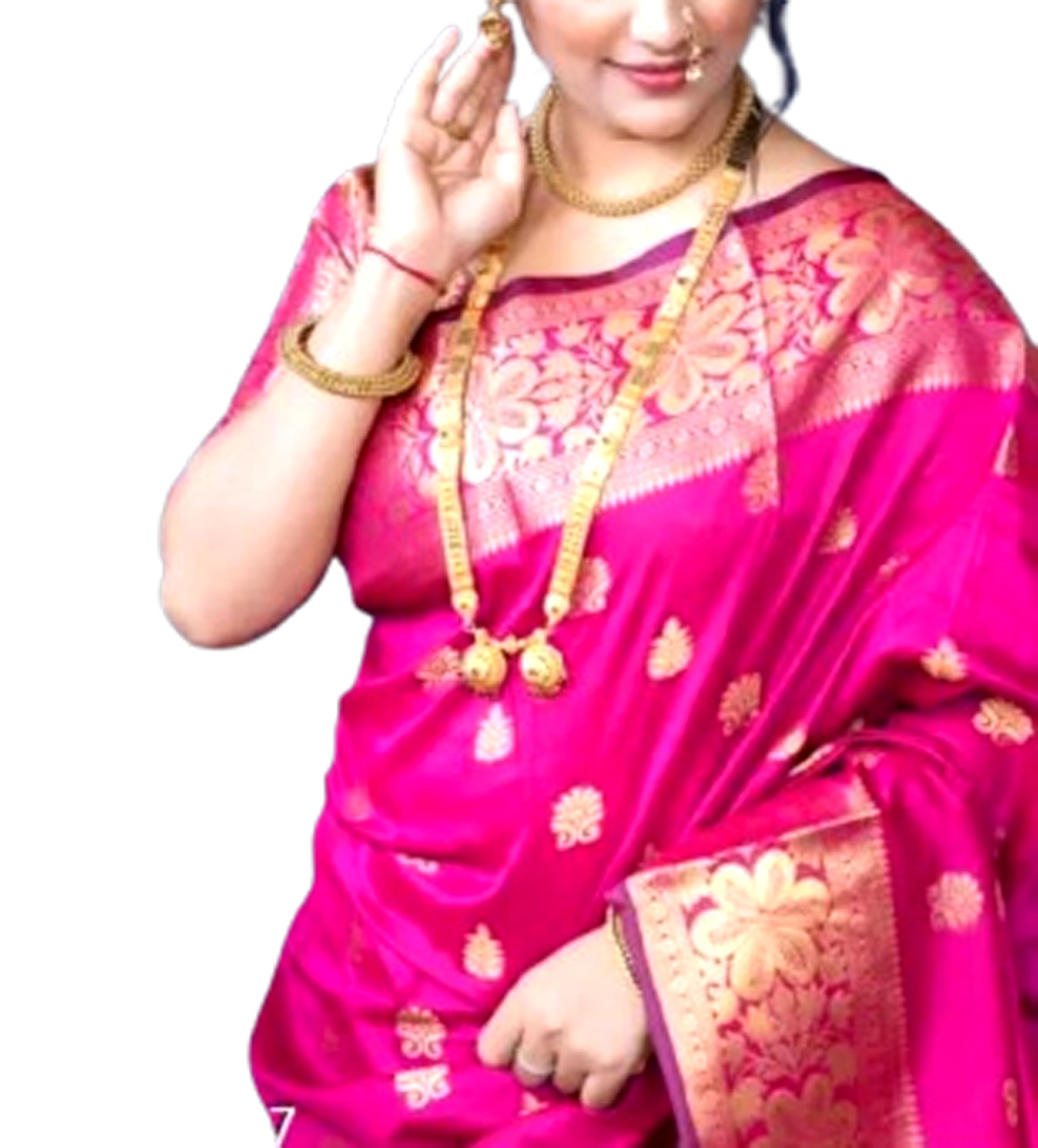 Banarasi soft Silk Jaquard Zari work All Over Weding Saree With Jaal Work Blouse- Pink