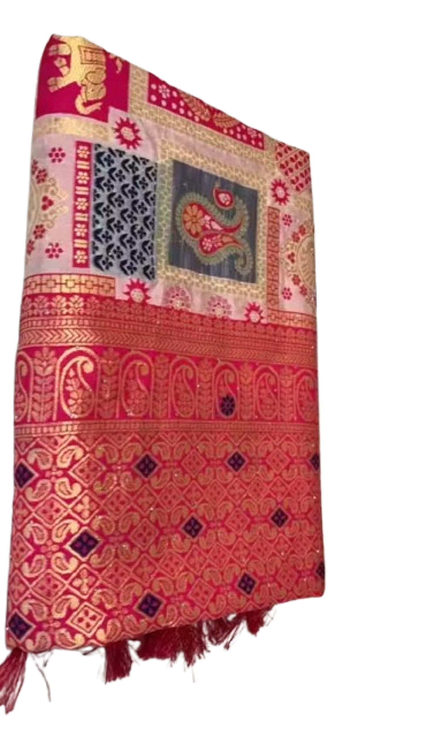 Banarasi Kanjivaram Patola Soft Silk Rich Pallu With Matching Brocade Blouse Pc- Pink