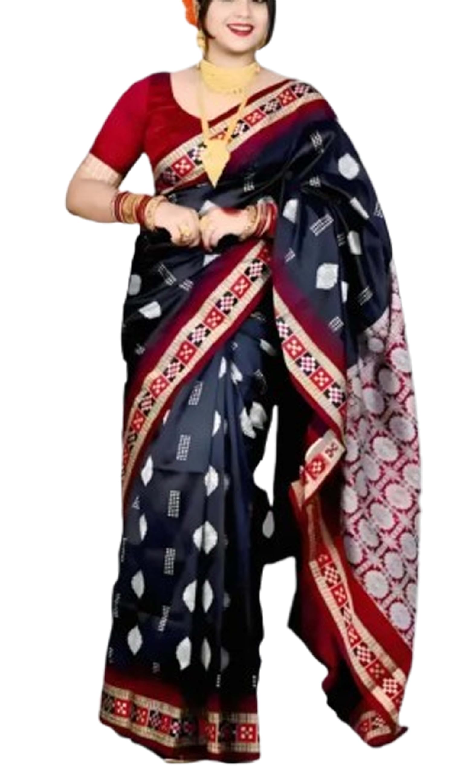 Sambalpuri Silk Saree Black Base Pasapalli With Traditional Design with Blouse Pc