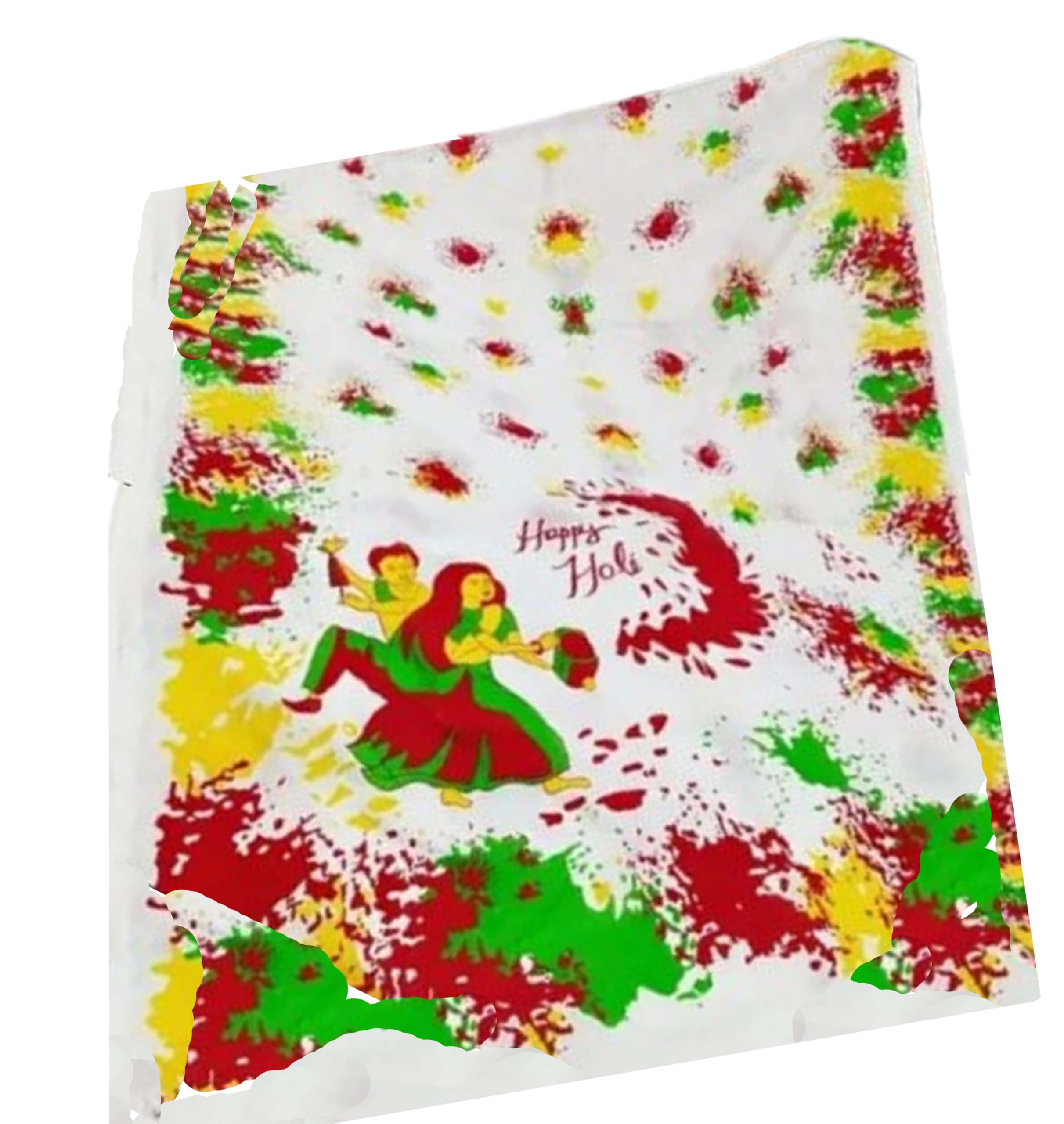 Jolly Hand Painted Holi Dol Lahariya Holi Print Cotton Handloom Saree 6.3 m.