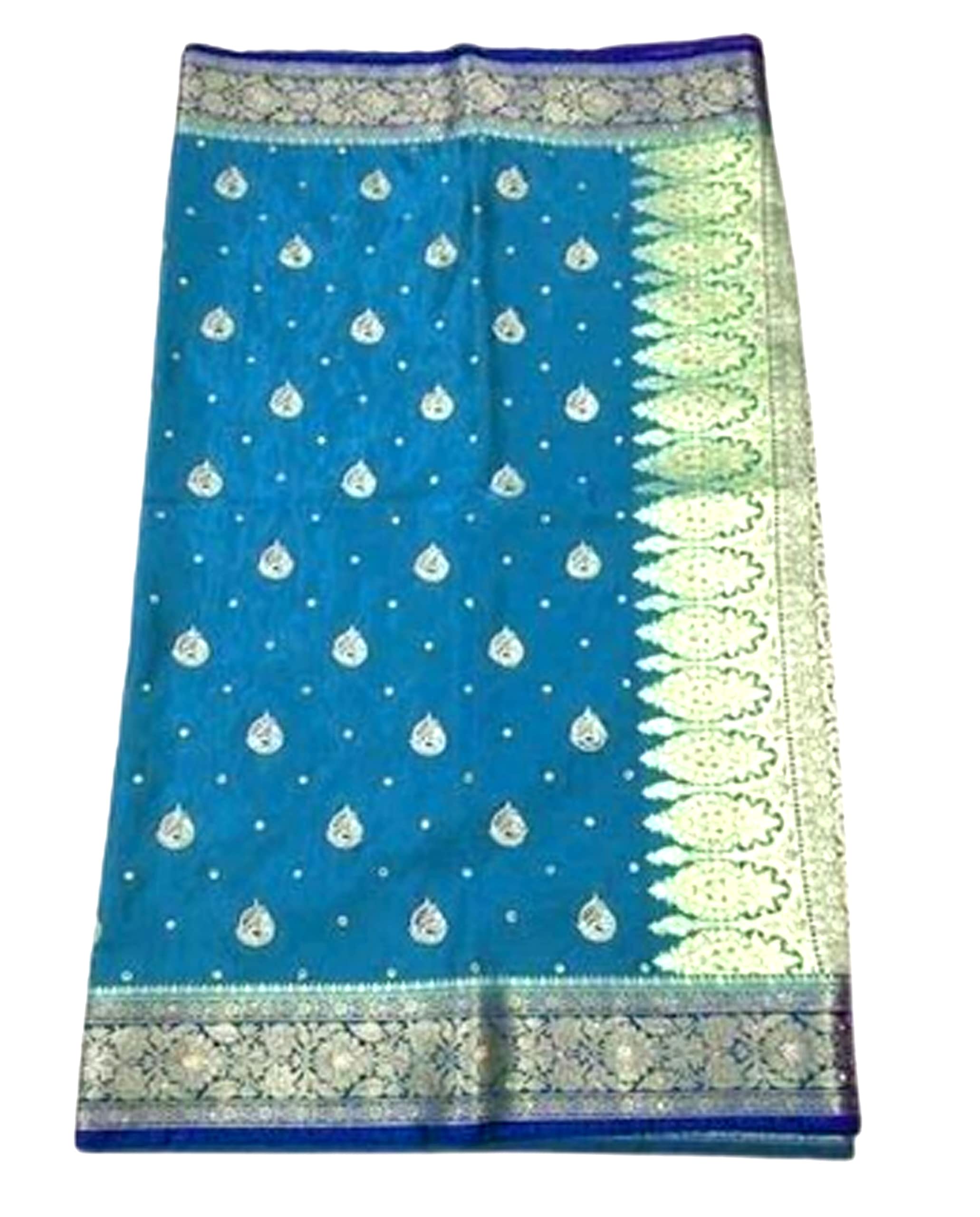 Banarasi Silk Saree with All over Boota & Floral pattern Zari Embroidery Border - Blue