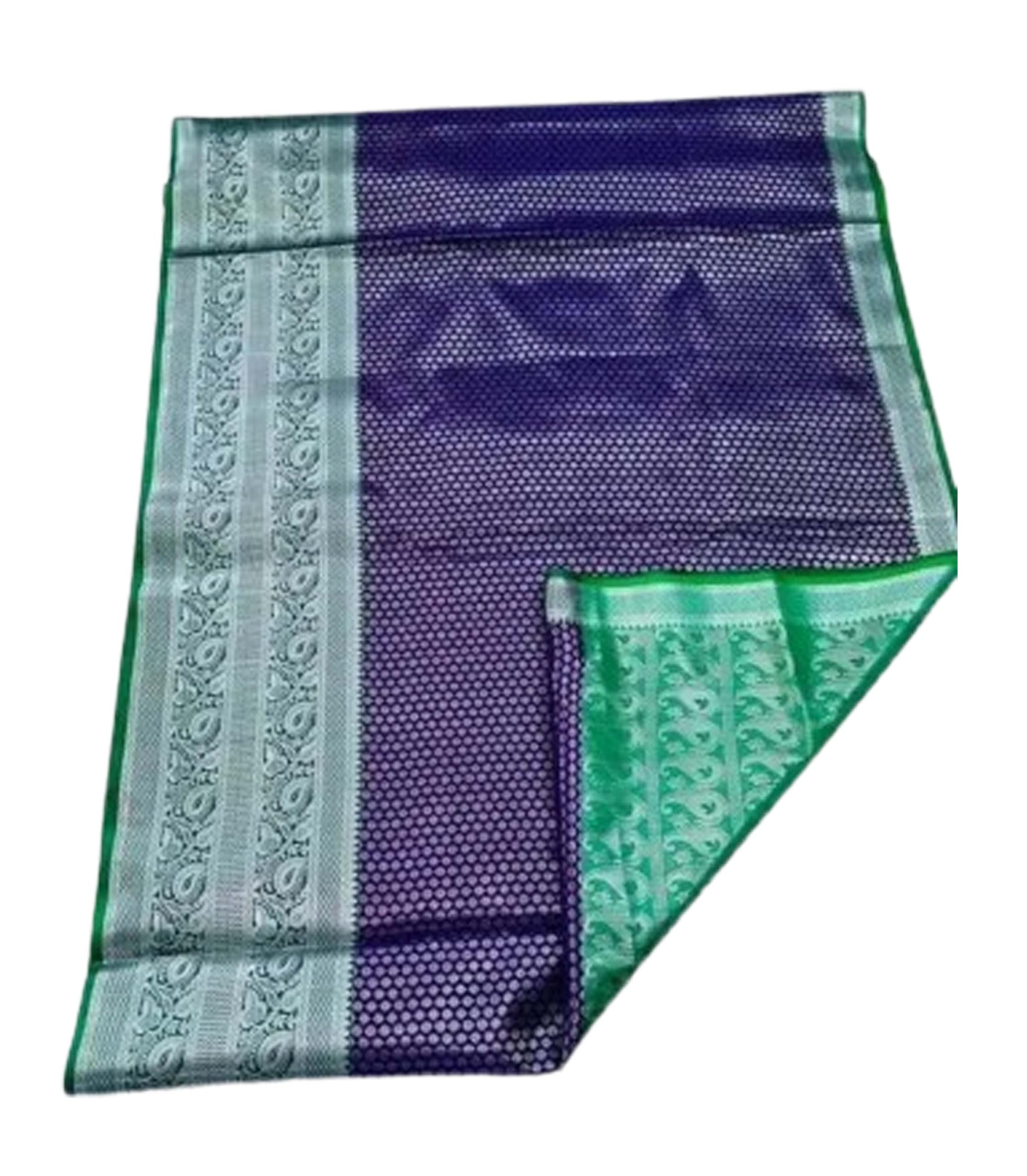 Jolly Women's Woven Kanjivaram Self Design Tissue Saree Pattu Silk Saree - Green Blue