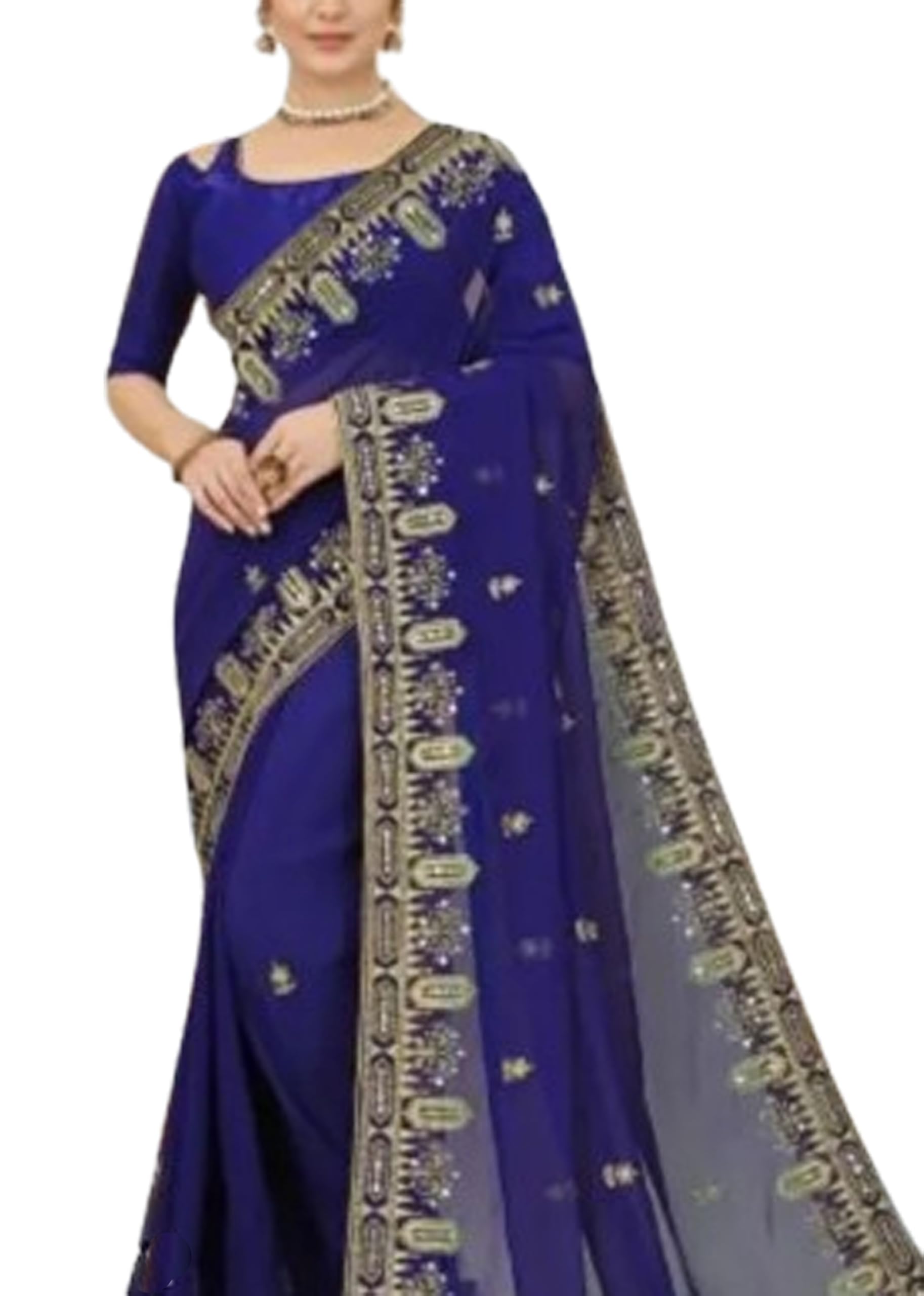 Women`s Wedding Wear Bridal Silk Saree -Blue