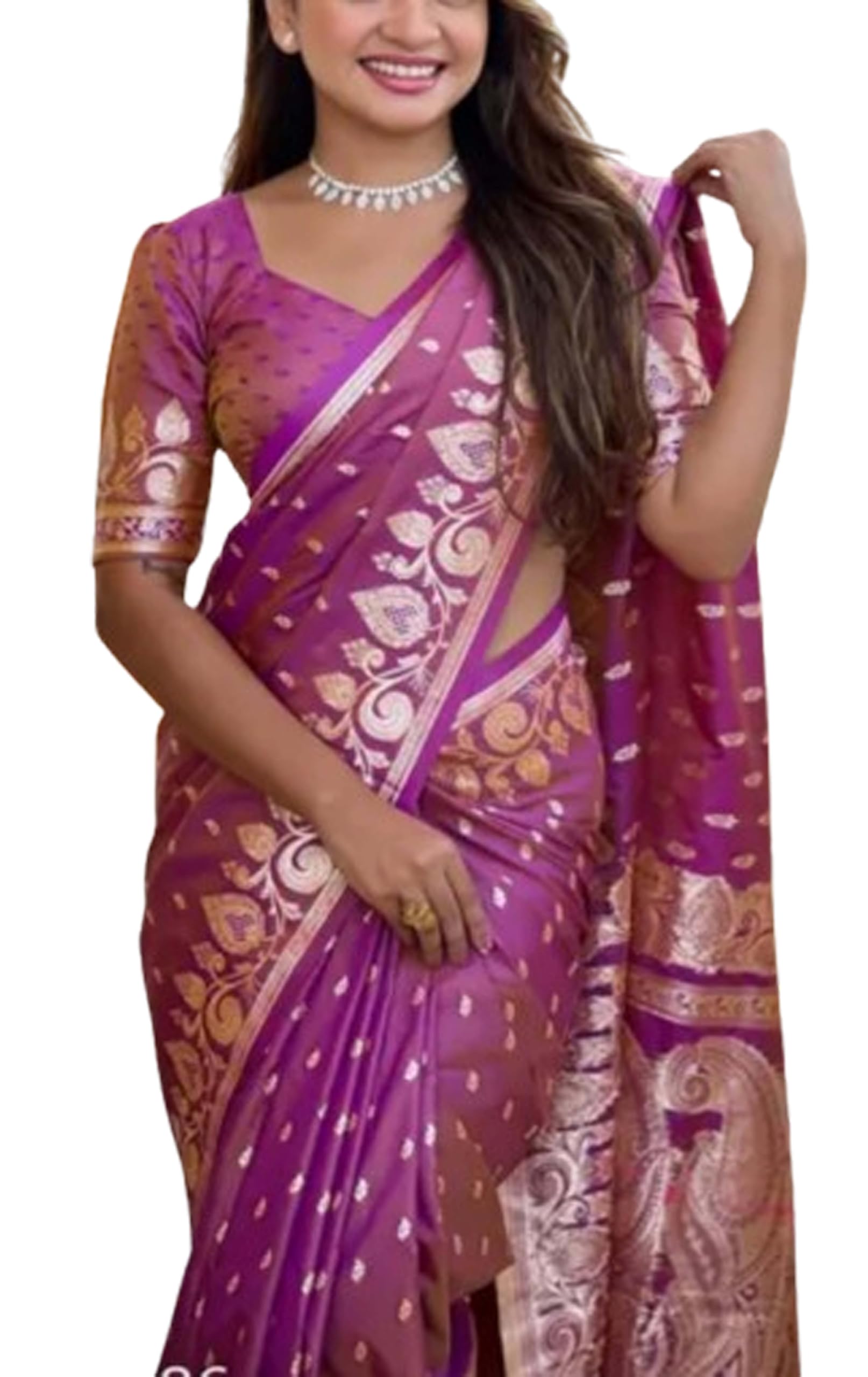 Banarasi Soft Silk Rich Pallu Mango Design With Matching Blouse-Purple