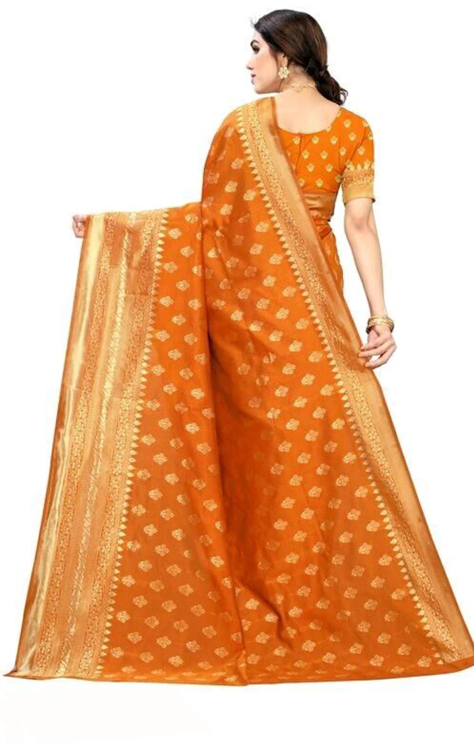 Banarasi Silk Trendy All over Golden Zari Border - Black (Mustard)