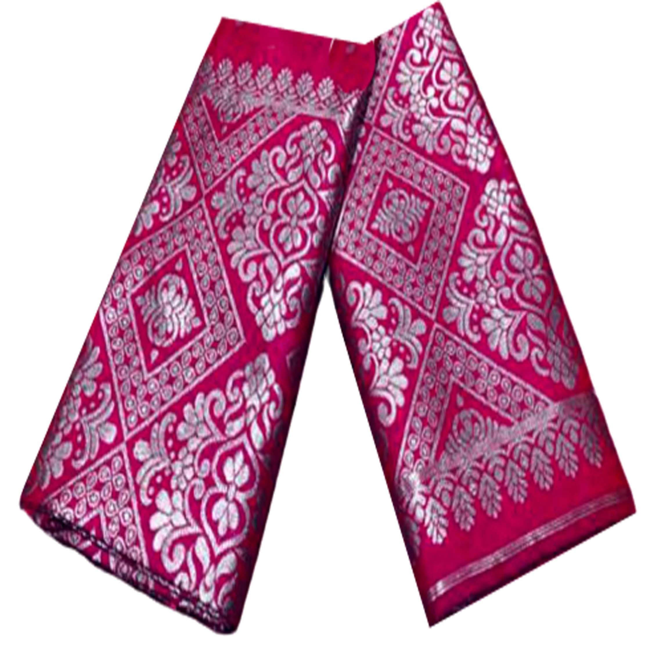 Women`s Bridal Assamese Mekhela Sador Jura Santal Panchi Lungi Parhar Pure Fabric Soft Silk Traditional Design- Pink