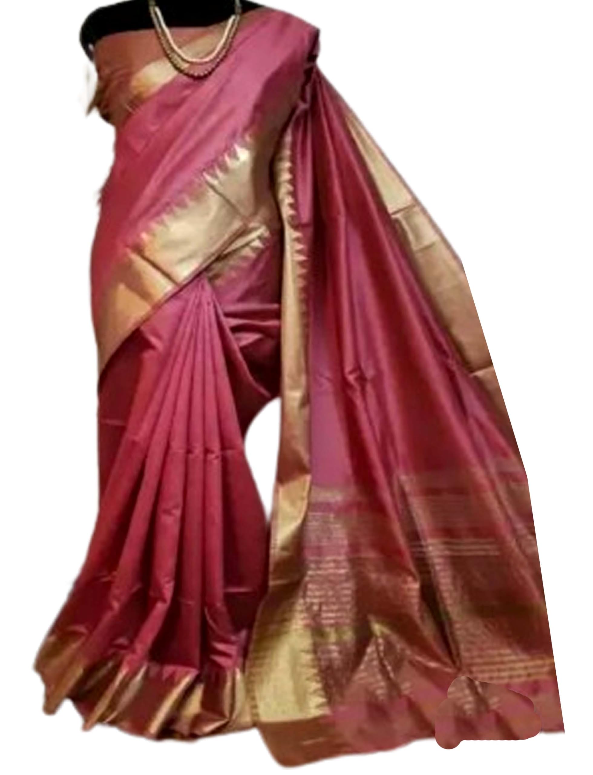 Jolly Women's Woven Assam Wedding Silk Festive Saree With Temple Border - Pink