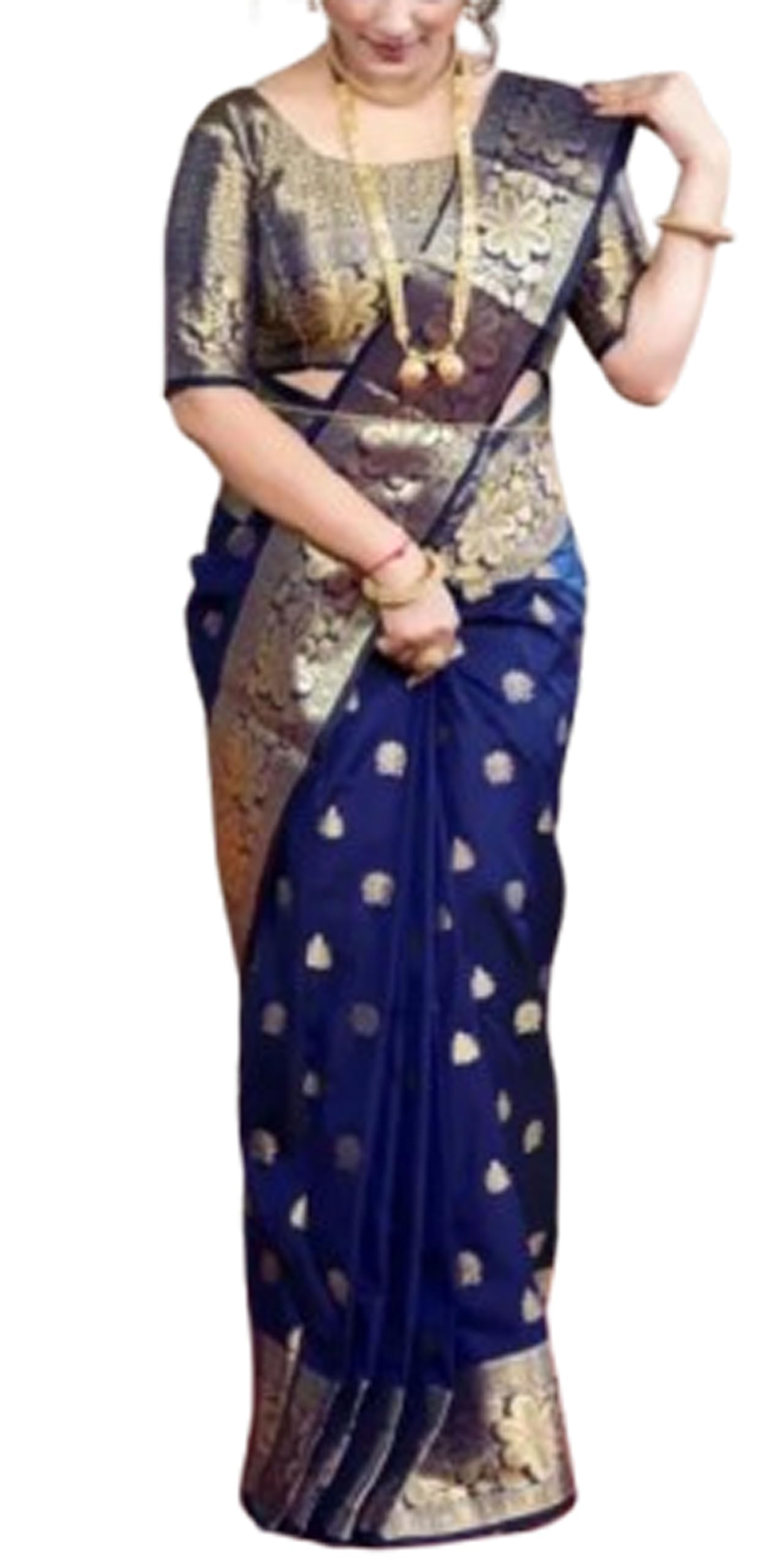 Banarasi soft Silk Jaquard Zari work All Over Weding Saree With Jaal Work Blouse- Blue