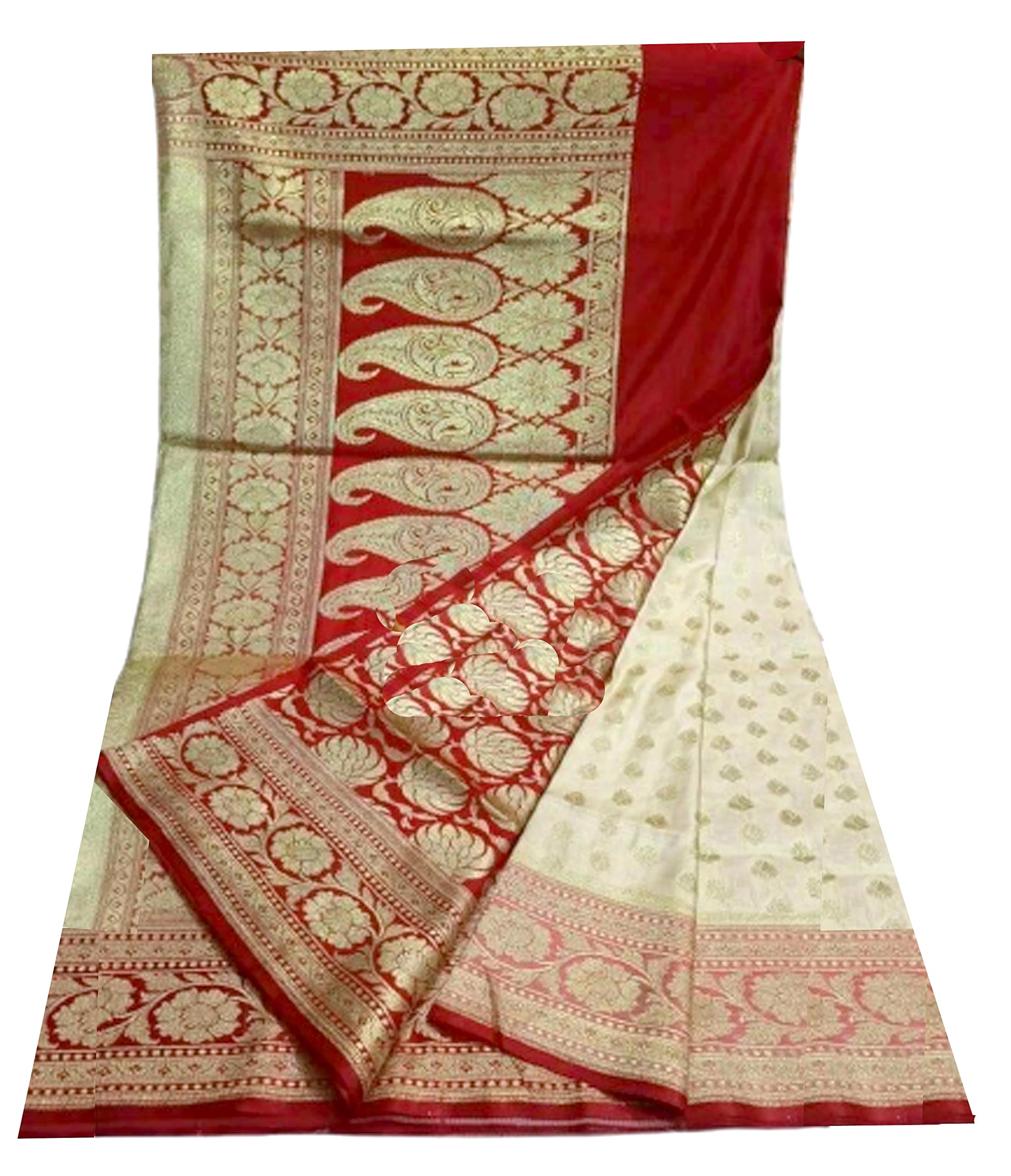  Banarasi Katan Silk Saree With All Over Golden Zari Border 