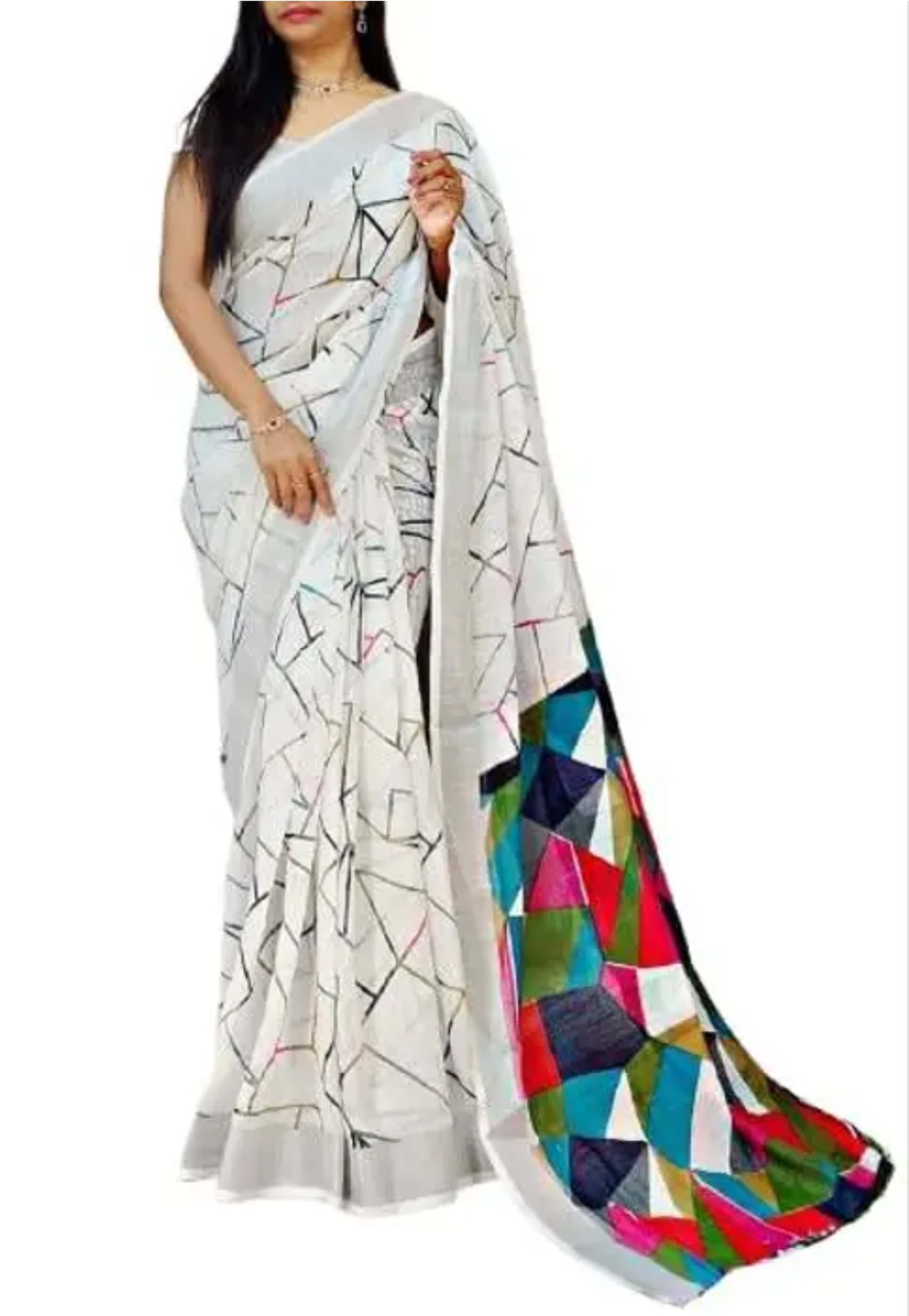 Jolly Mulmul Saree Cotton Handloom - Blue