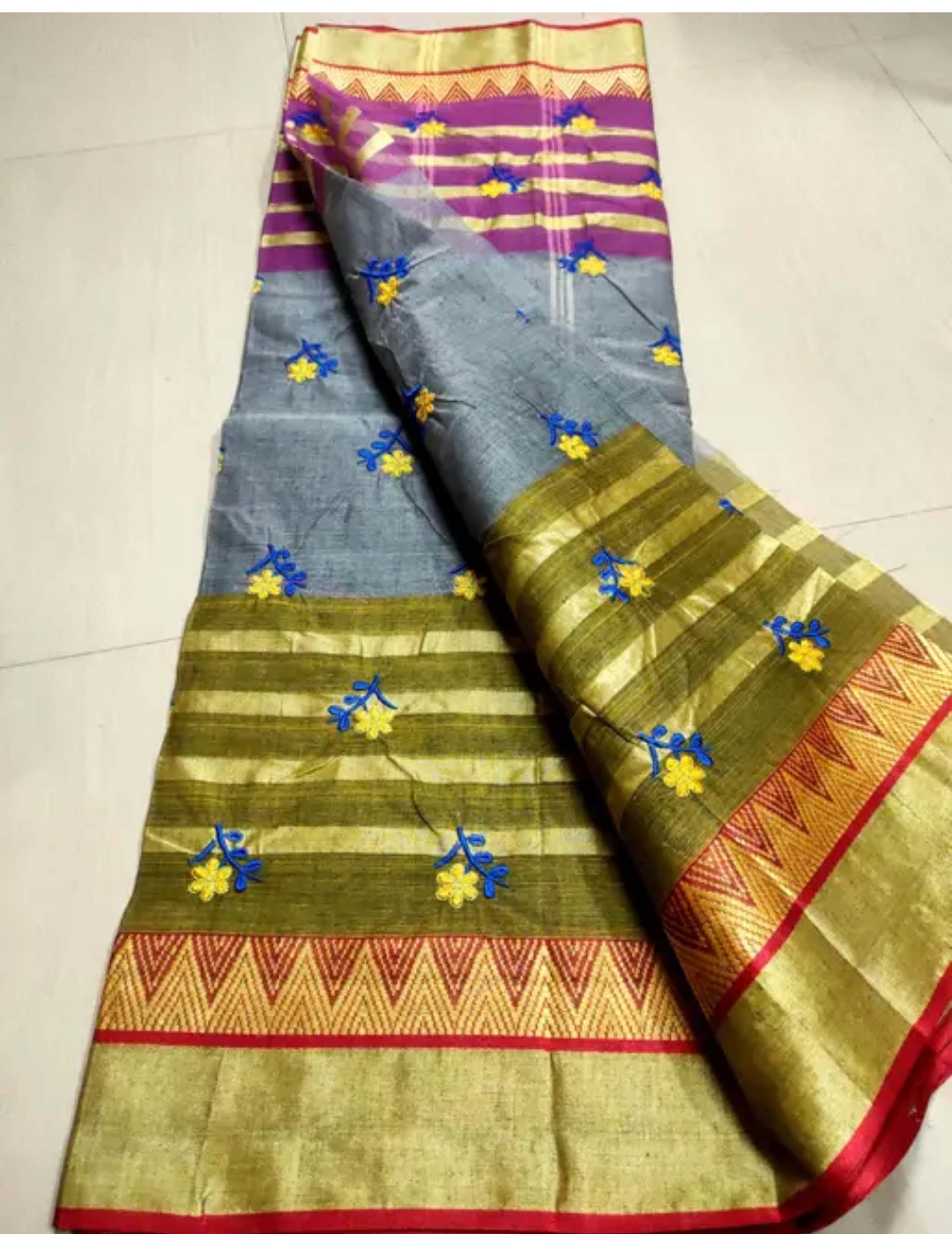 Tant Stripe Dual Tone Saree 