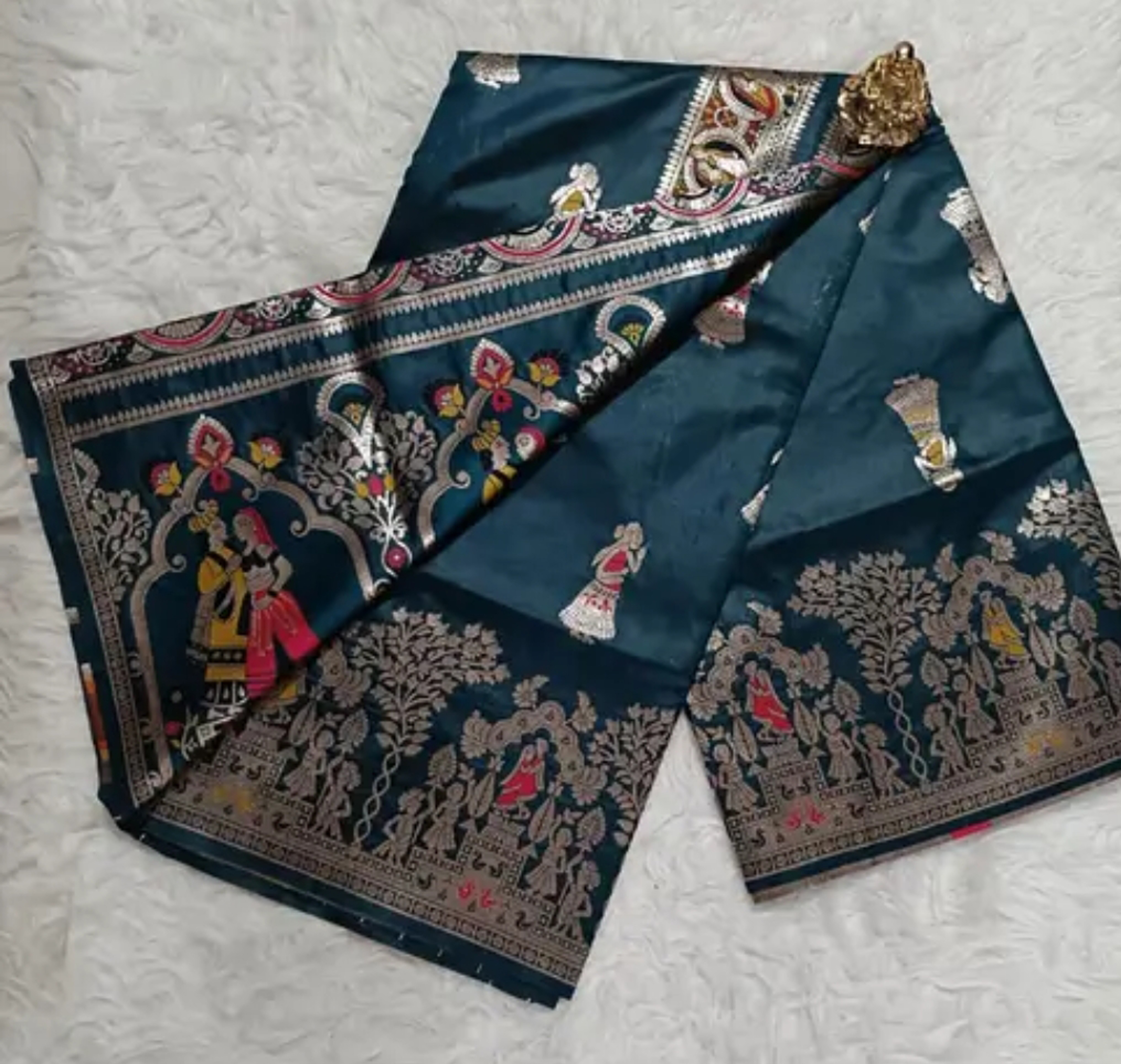 Pure Woven Baluchari Saree Handwoven Traditional Design With BP 