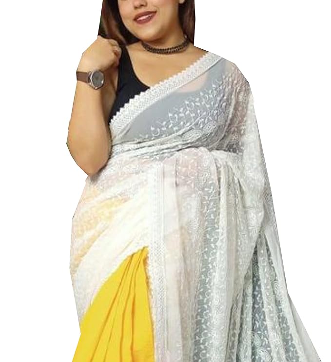 Jolly Women`s Hakoba Saree Hand Embroidered in Traditional Woven- Yellow