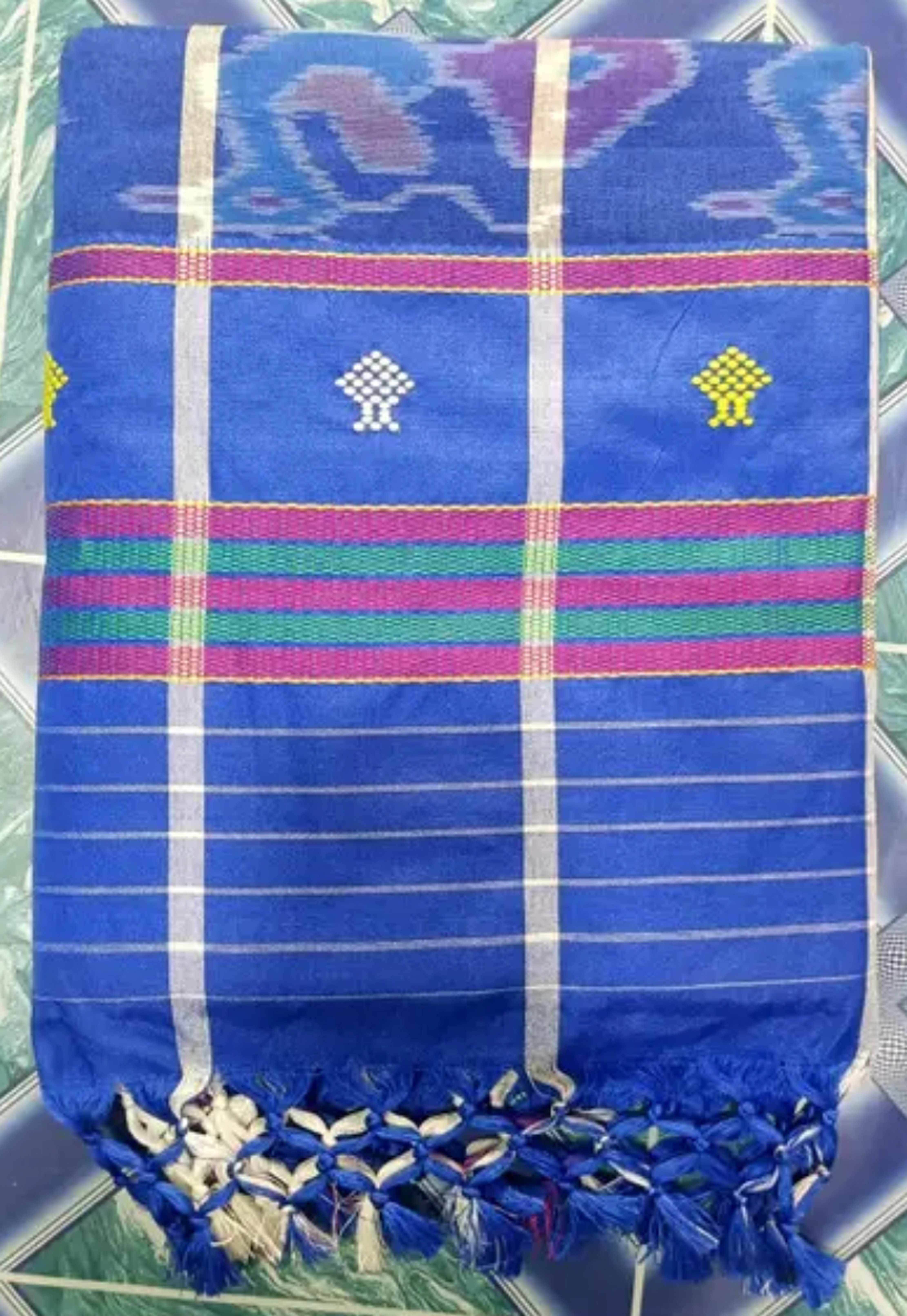 Adibasi Tribal Santali Cotton Saree Panchi Lumang Embroidered Sky Blue 