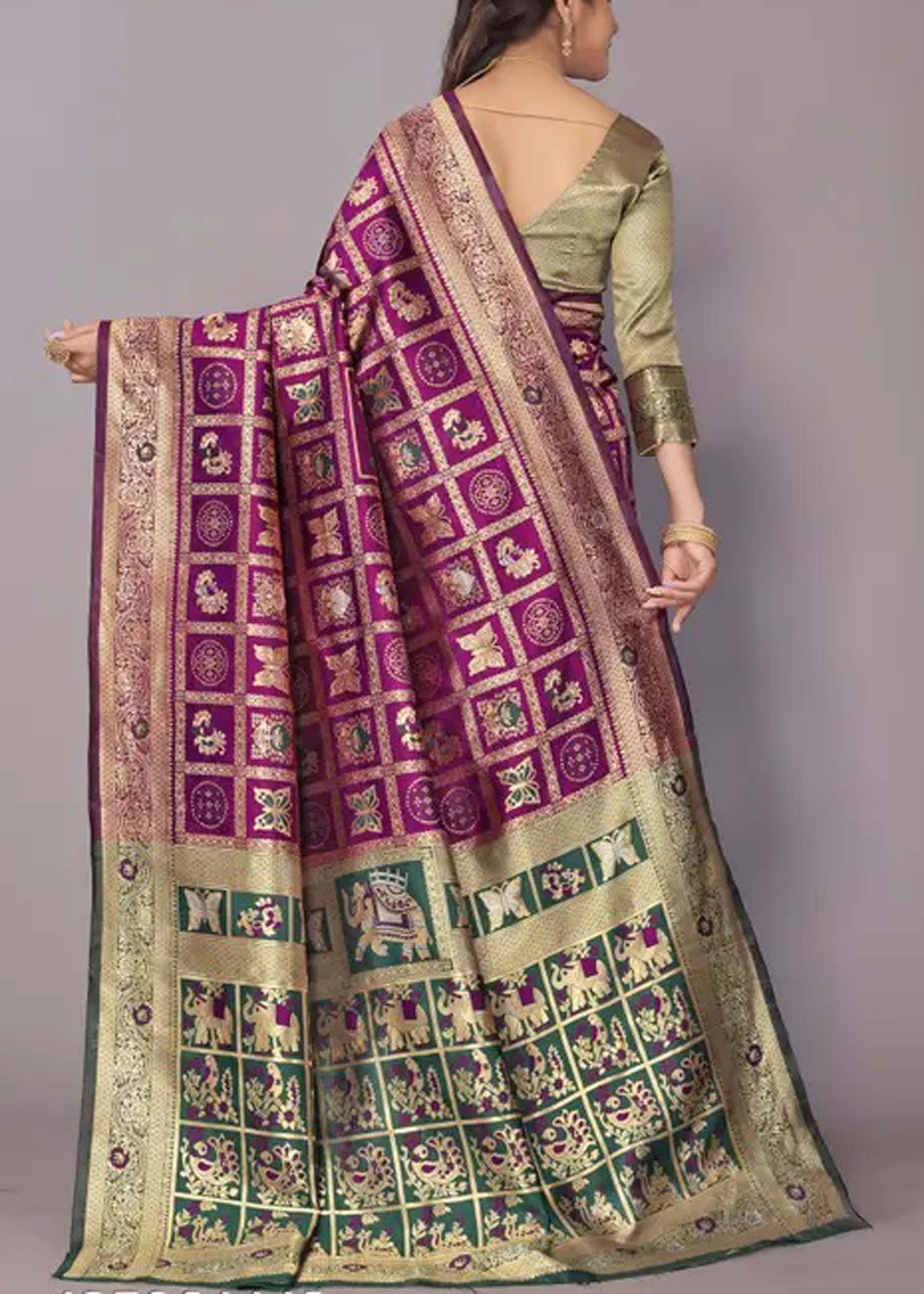   Bandhani Patola Hathi Matka Print with Blouse Piece