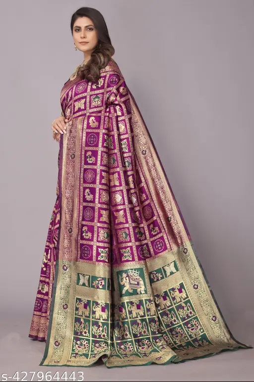   Bandhani Patola Hathi Matka Print with Blouse Piece