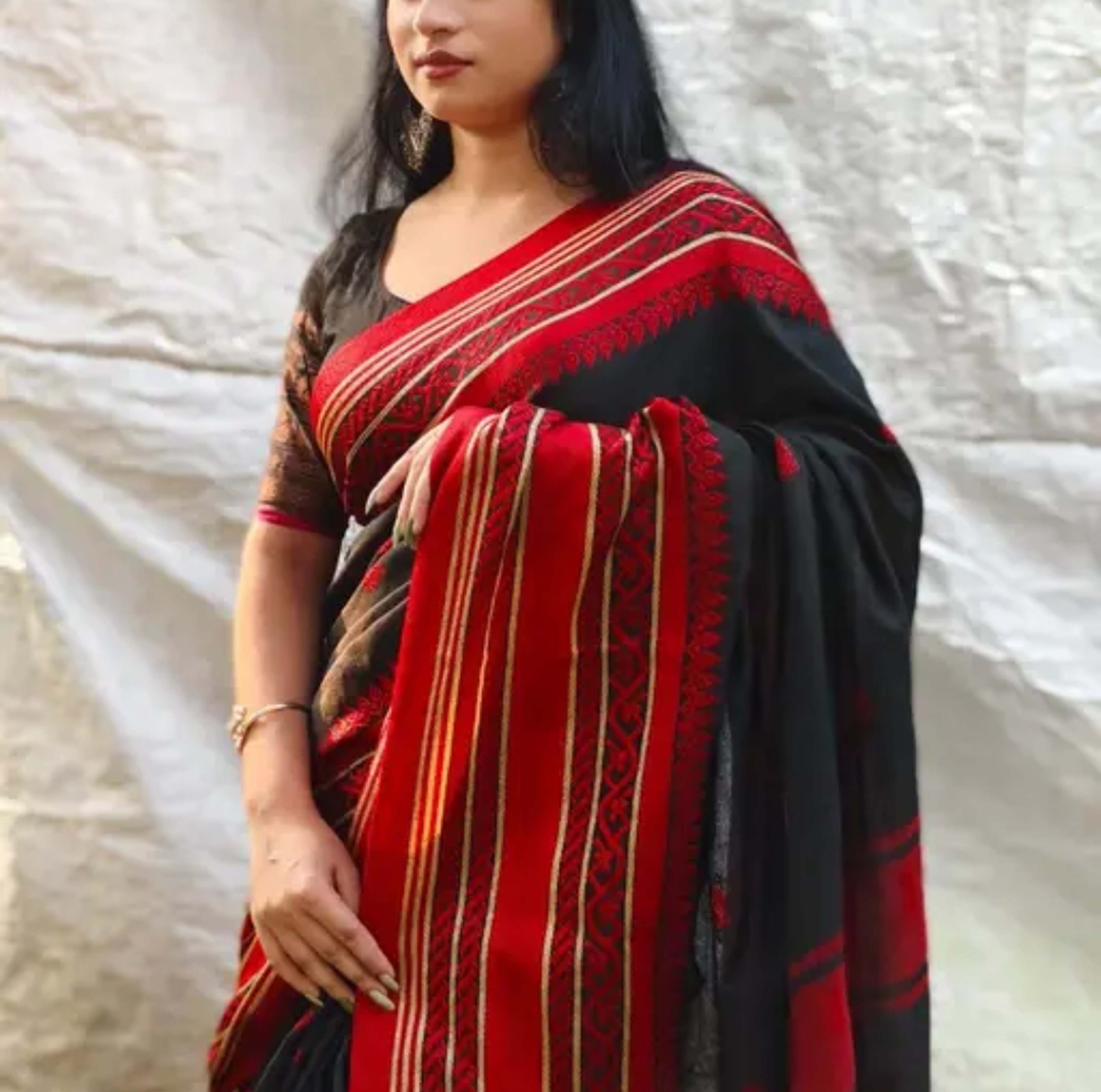  Khadi Cotton Saree Stylish Design with Blouse Piece