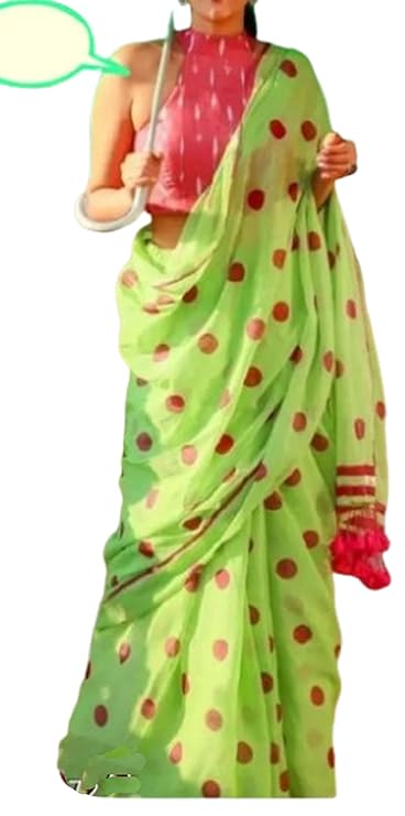 Women`s Polka Soft Georgette Embellished With BP - Pista Green
