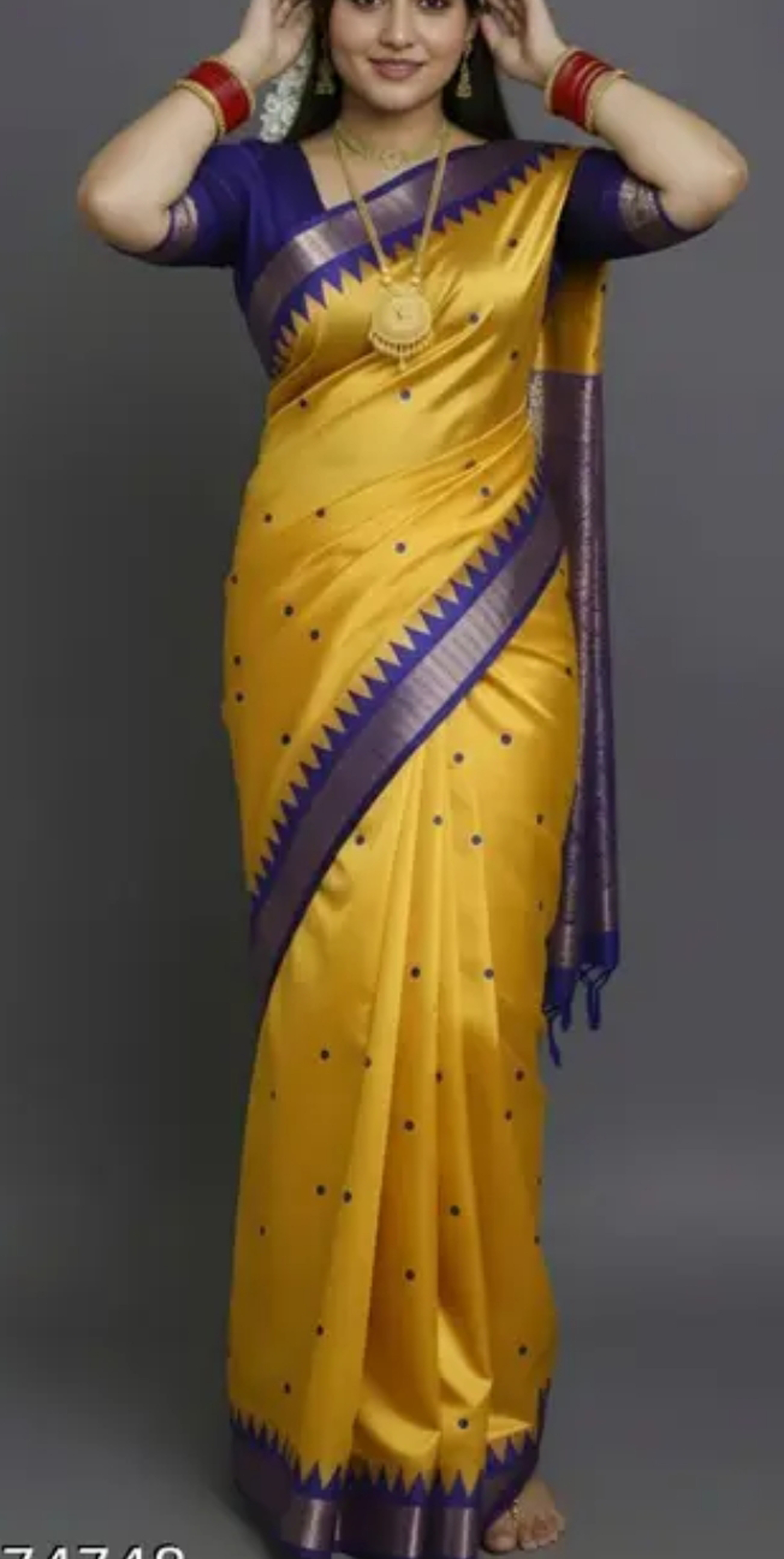 Bomkai Sambalpuri Yellow Temple Border Traditional Design With Blouse Piece 