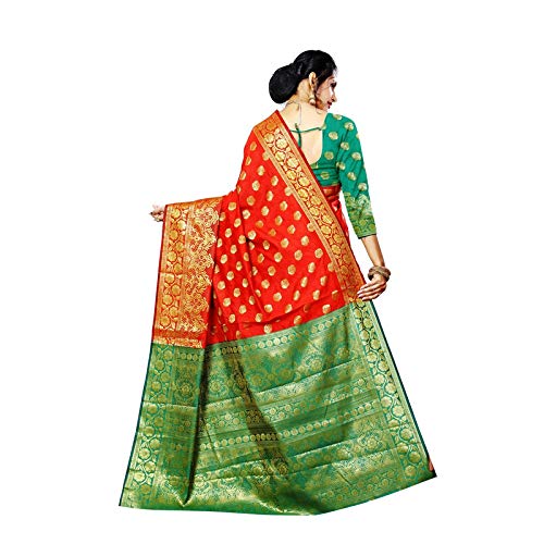 Kanchipuram Silk Saree with All over Golden Zari Border -Red
