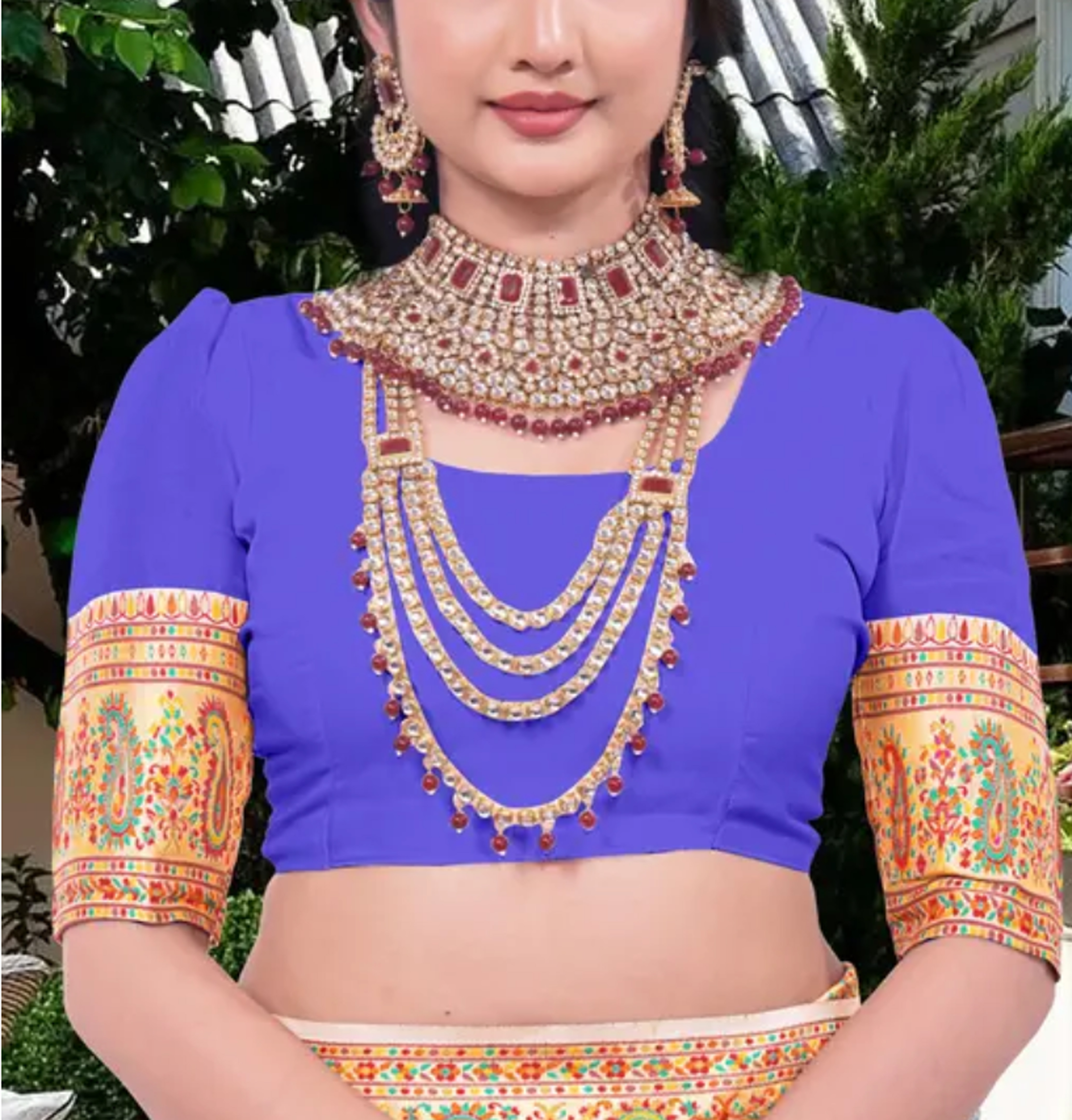  Kashmiri Pashmina Silk Blue Gold Saree with Traditional Meenakari Work 