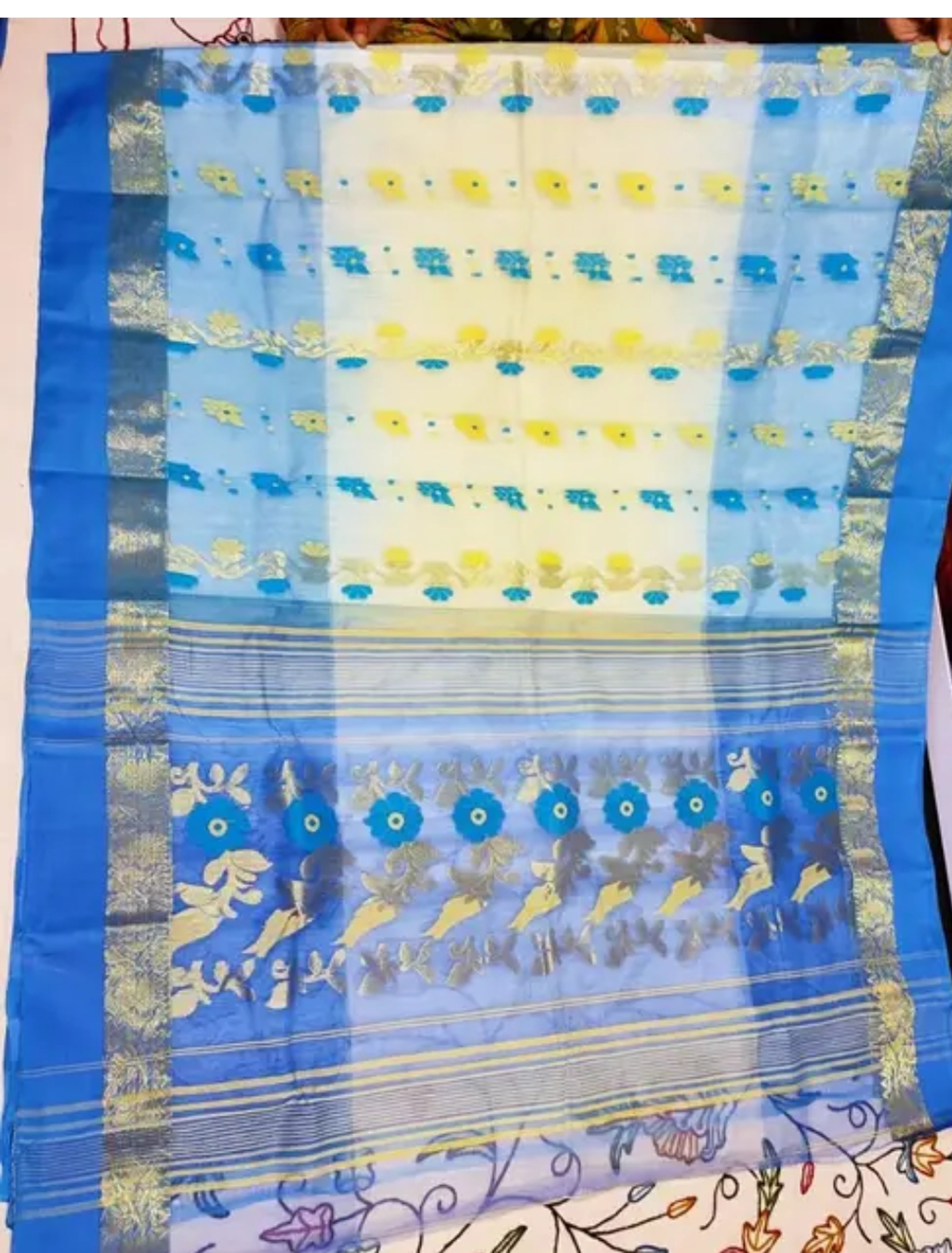 Tussar Tant Banarasi Silk Hand Woven Saree