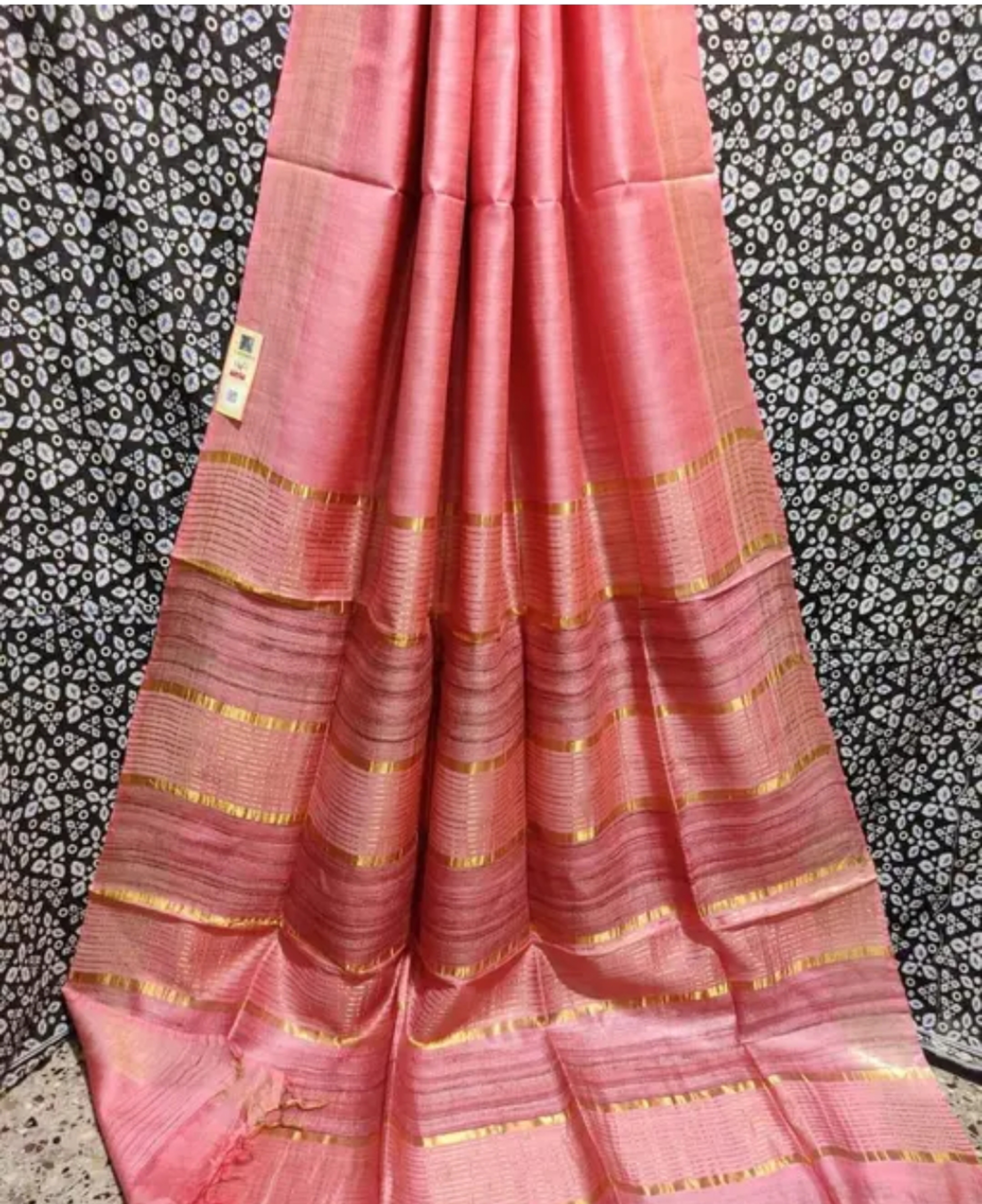 Tussar Ghicha Self Silk Hand Woven Zari Pallu Saree
