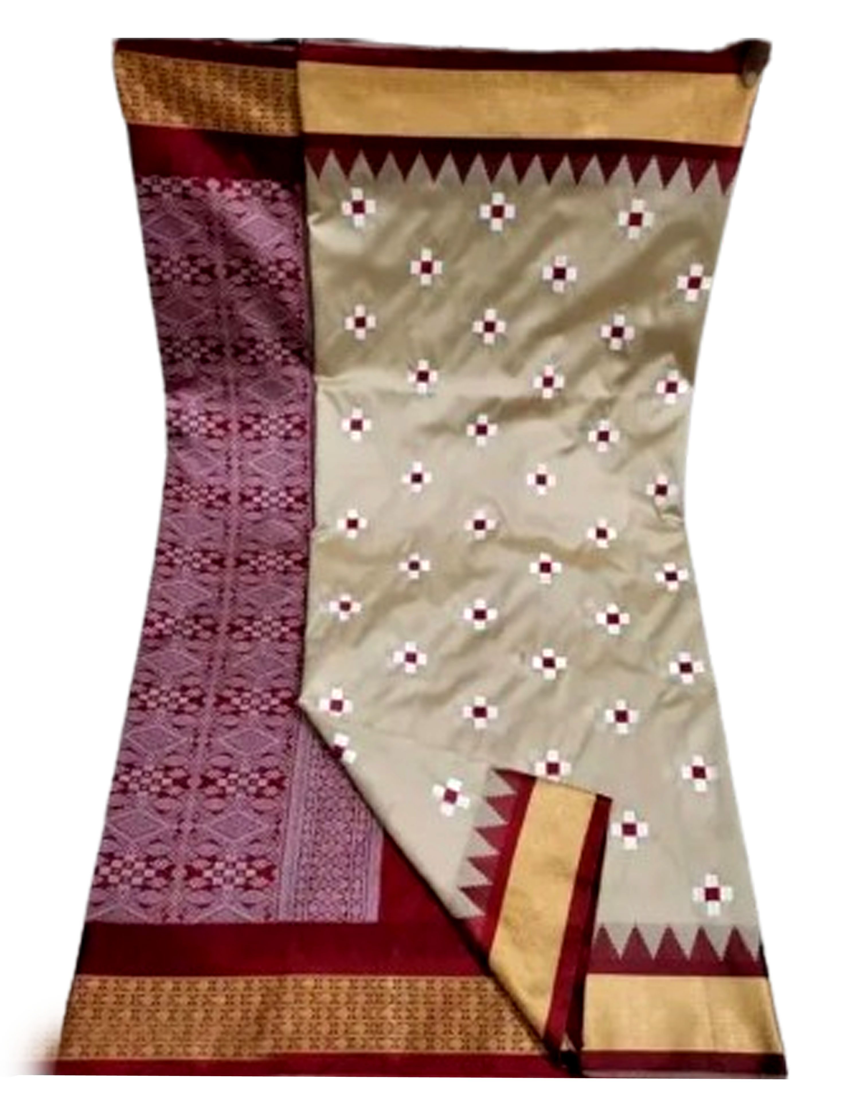 Sambalpuri Silk Saree Cream Off White Base Pasapalli With Traditional Design with Blouse Pc 