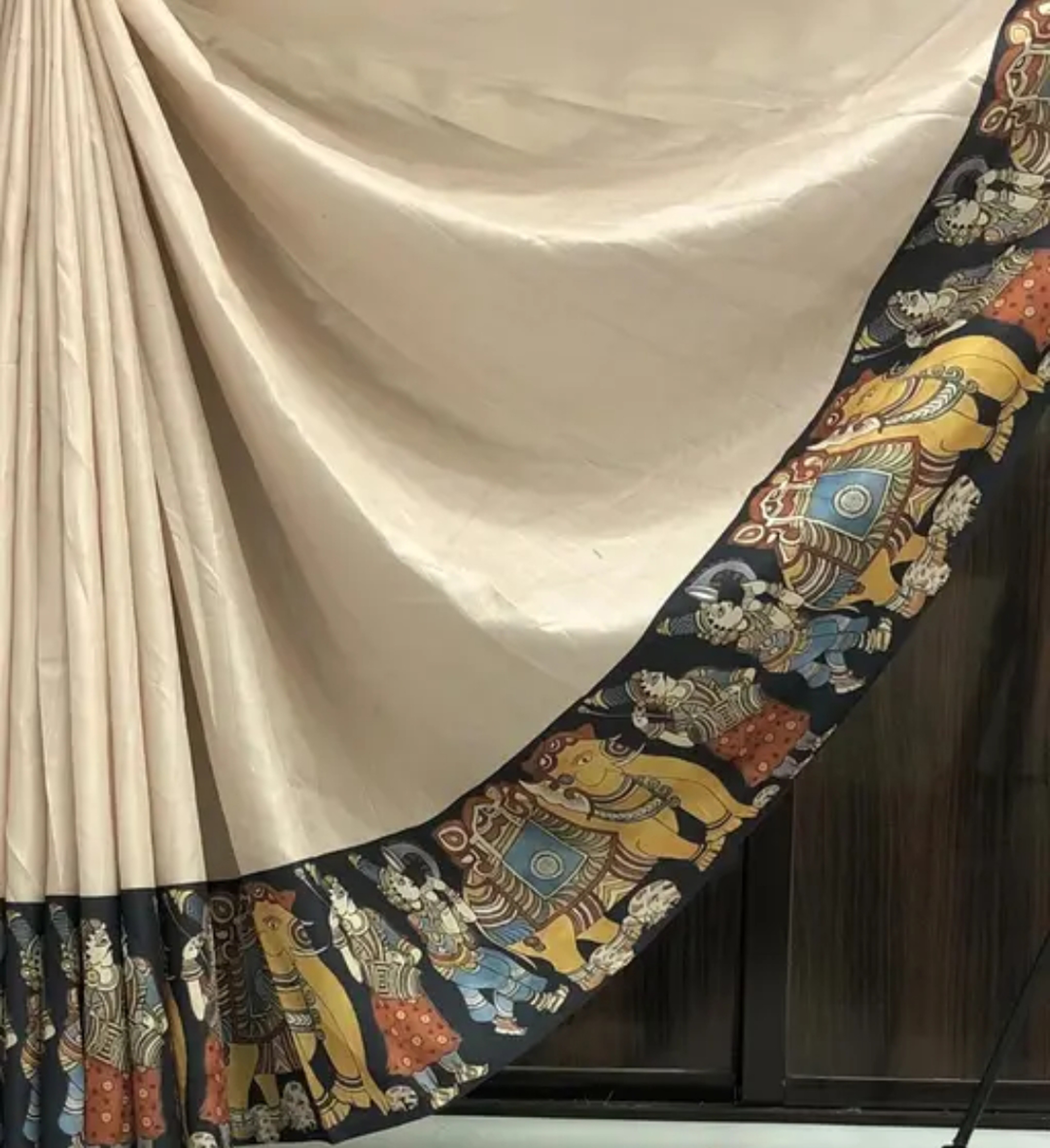 Tussar Silk Hand Woven Kalamkari God Printed Saree