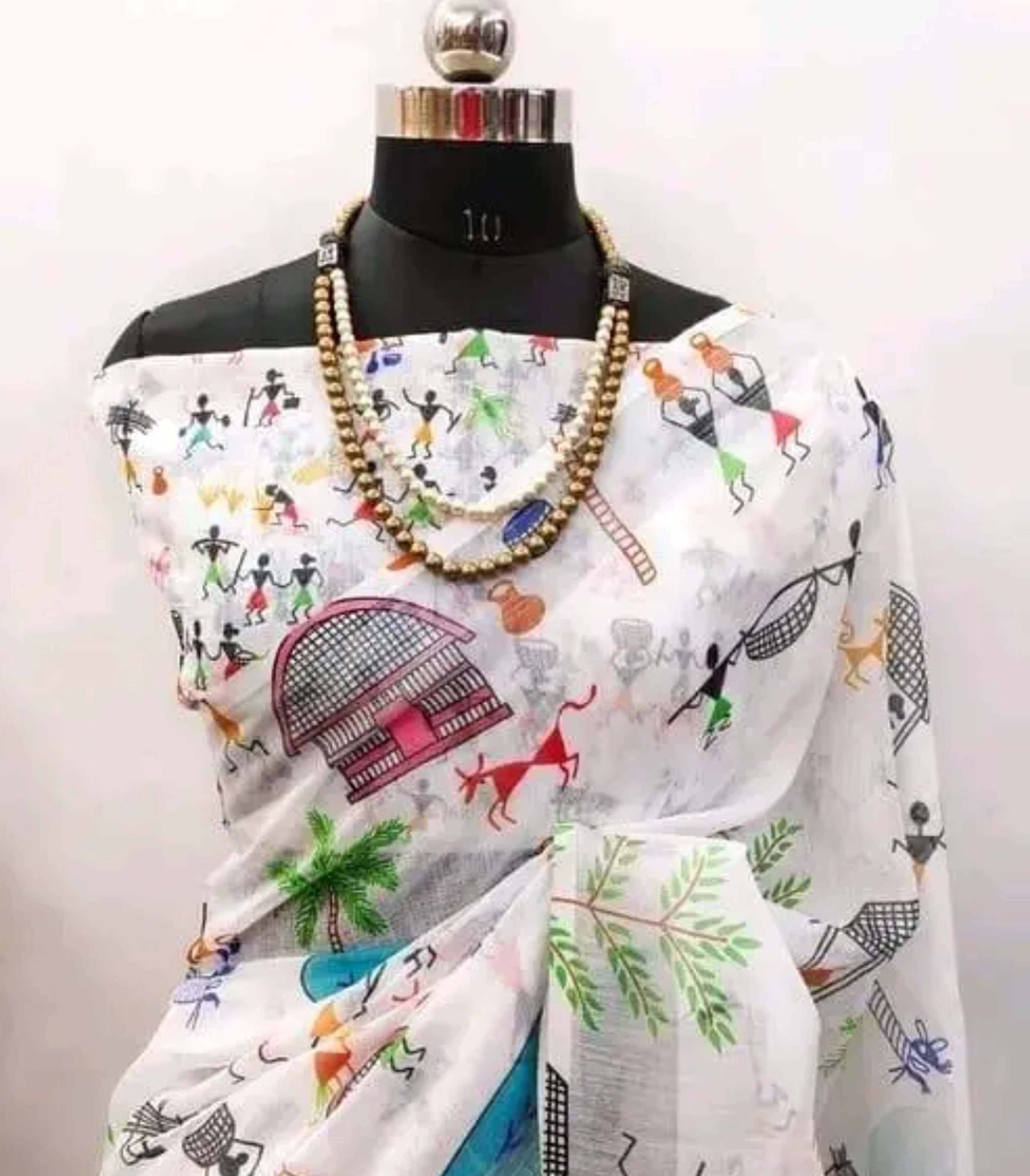 Jolly Mulmul Saree Cotton Handloom - Blue