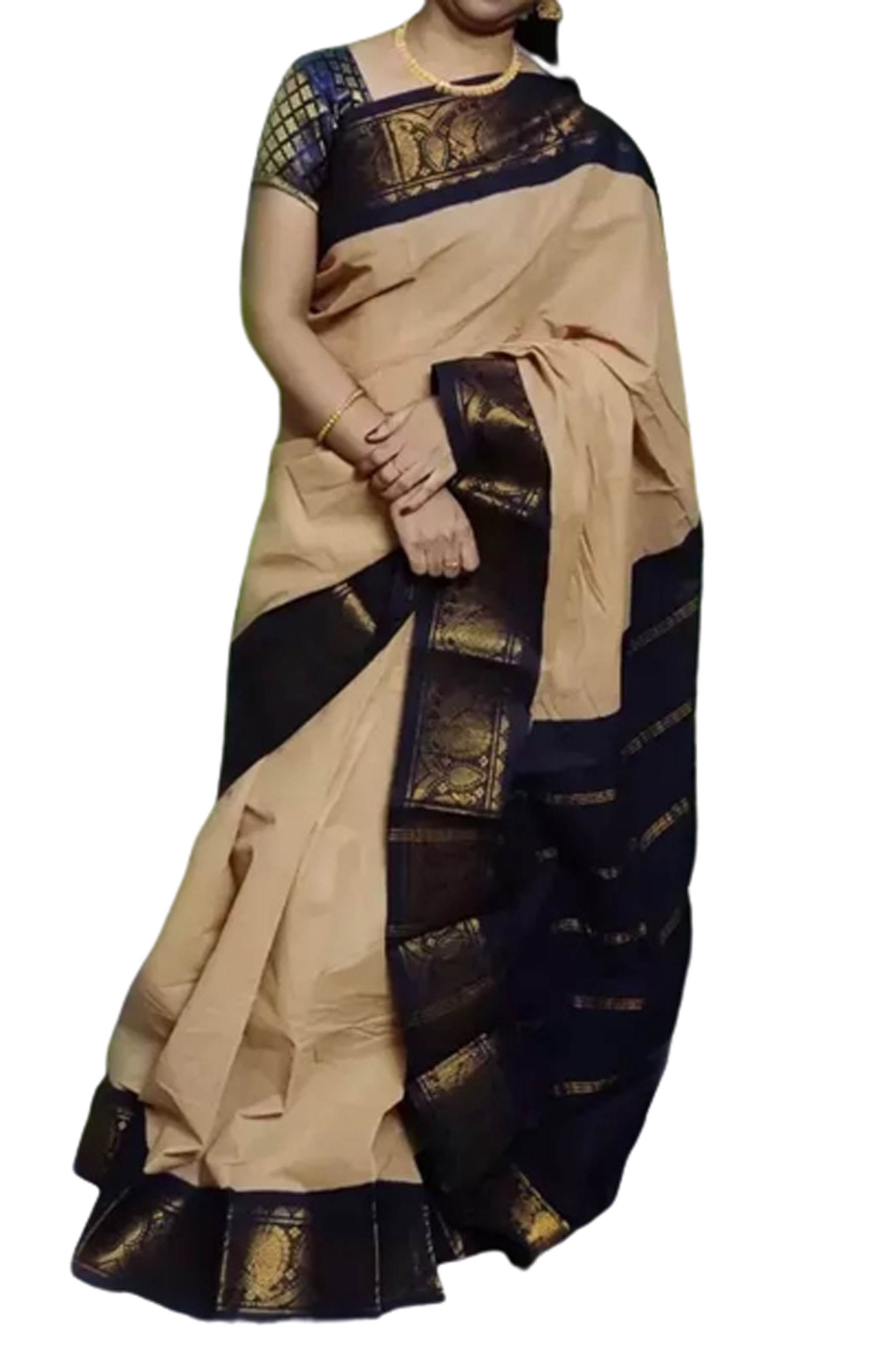  Madurai Pattu Cotton Silk Peacock Zari Border With Blouse