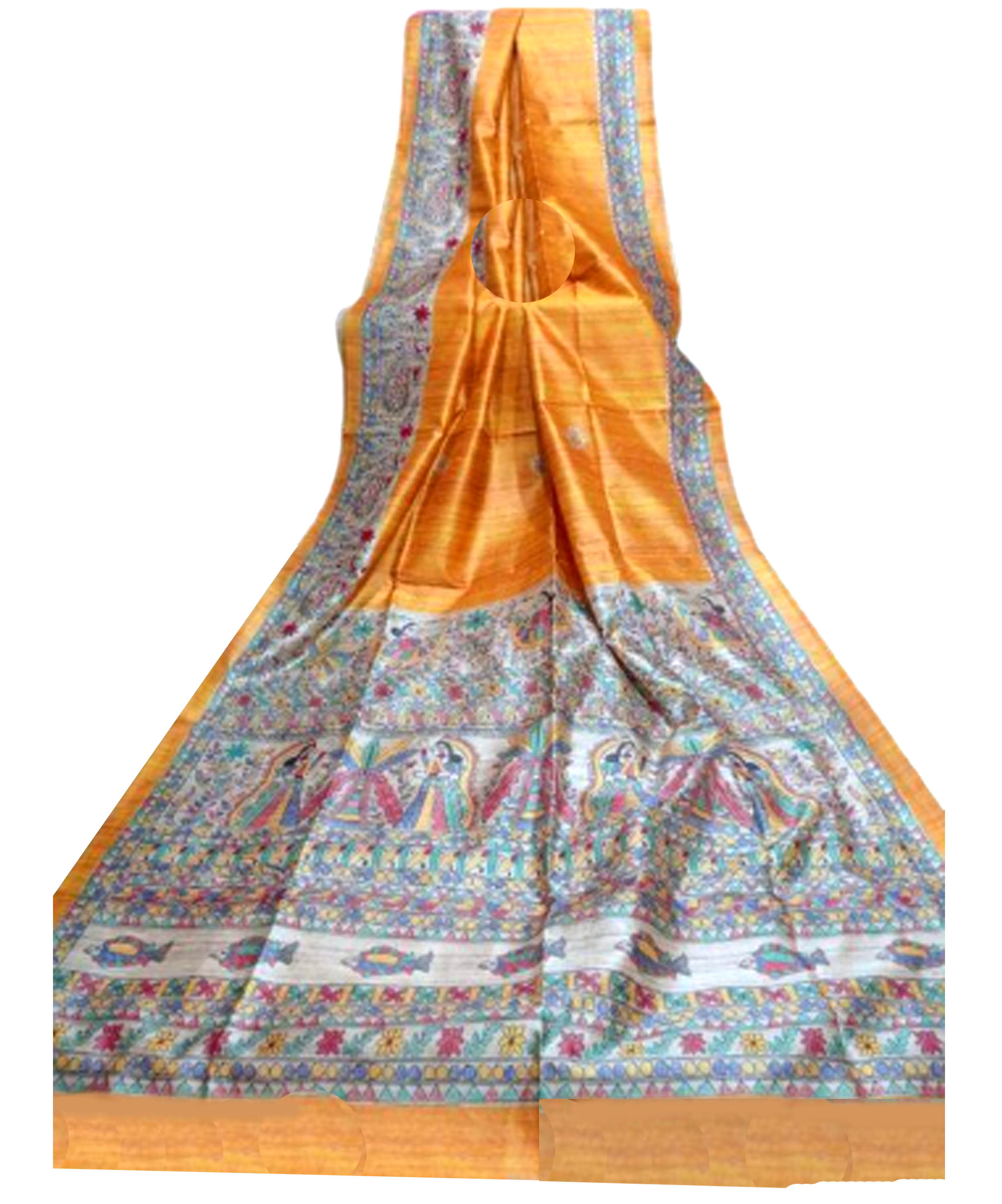 Ghicha Madhubani Print Bhagalpuri Silk Zari Woven Traditional Saree 