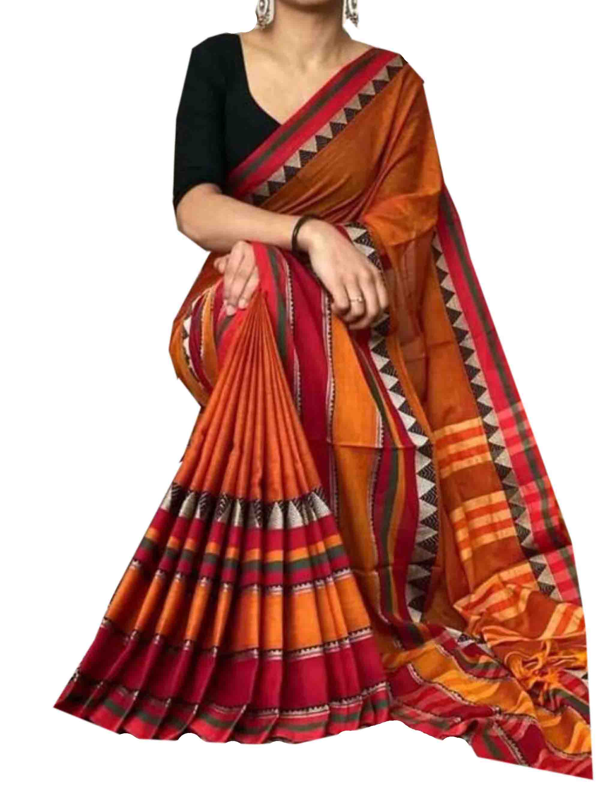  Khadi Cotton Saree Stylish Design with Blouse Piece