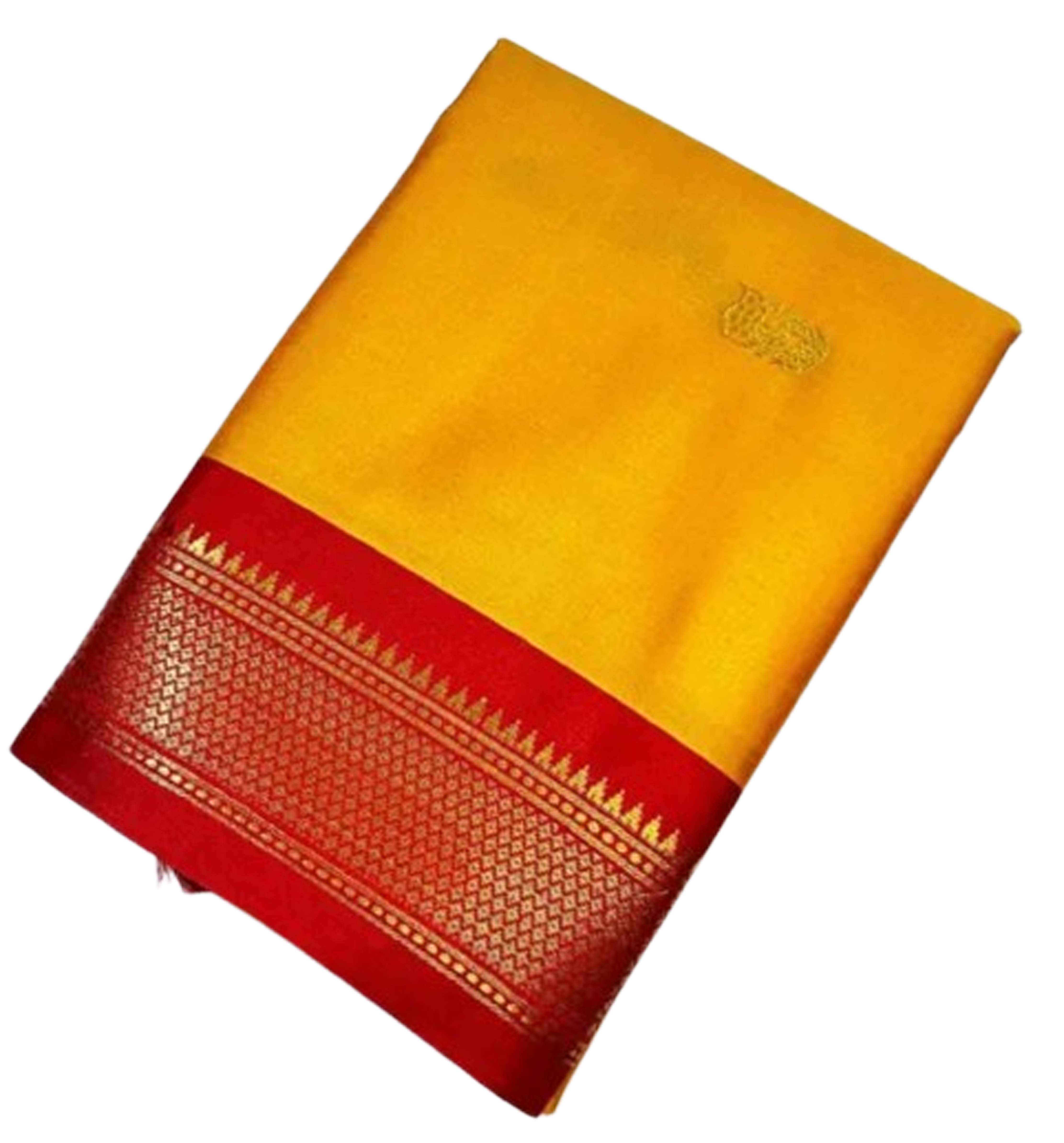 Mysore Karnataka Soft Crepe Saree with Golden Broad Pallu Zari Border