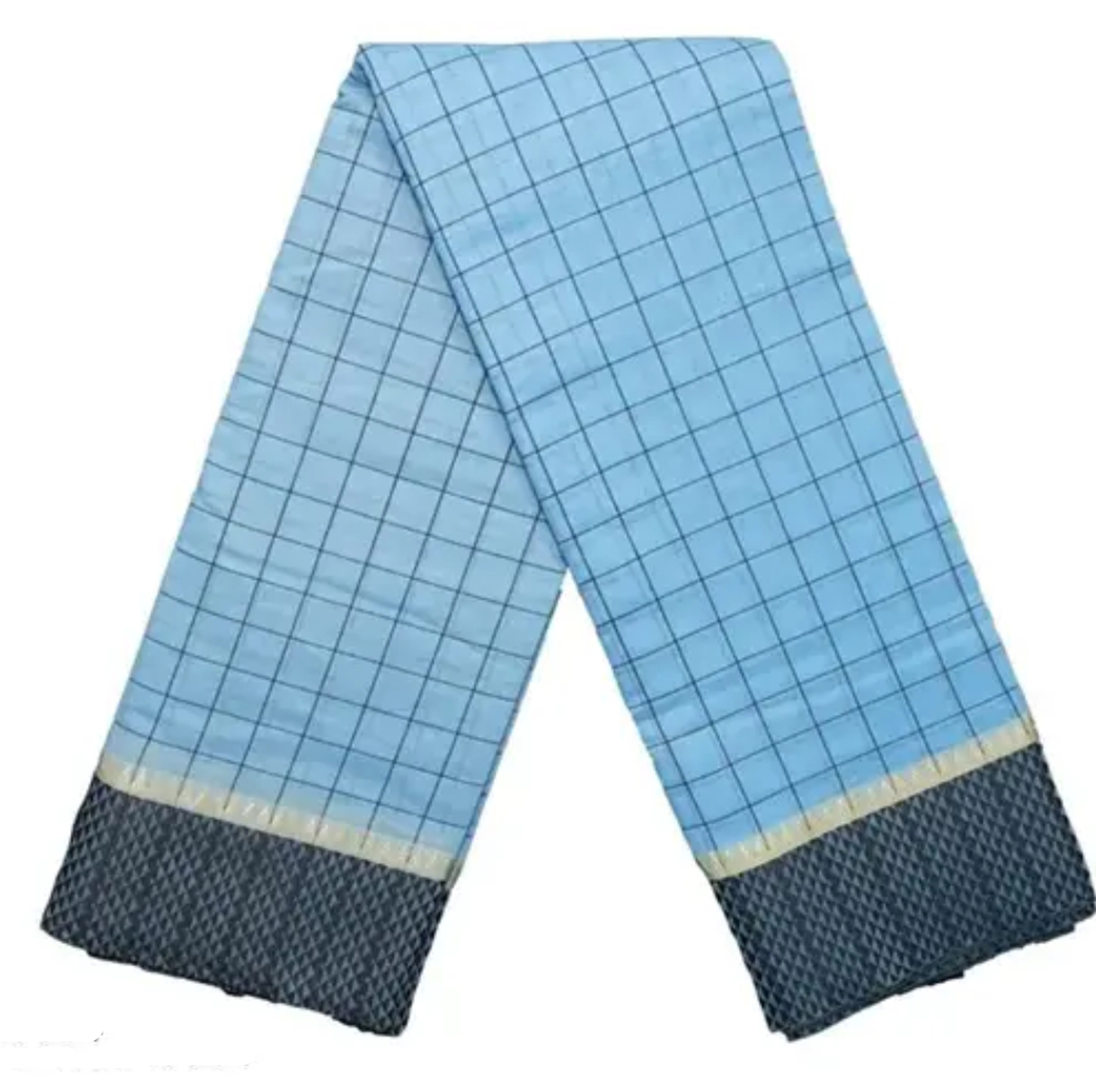 Sky Blue Kunbi Goa Saree Handwoven Traditional Design With BP  