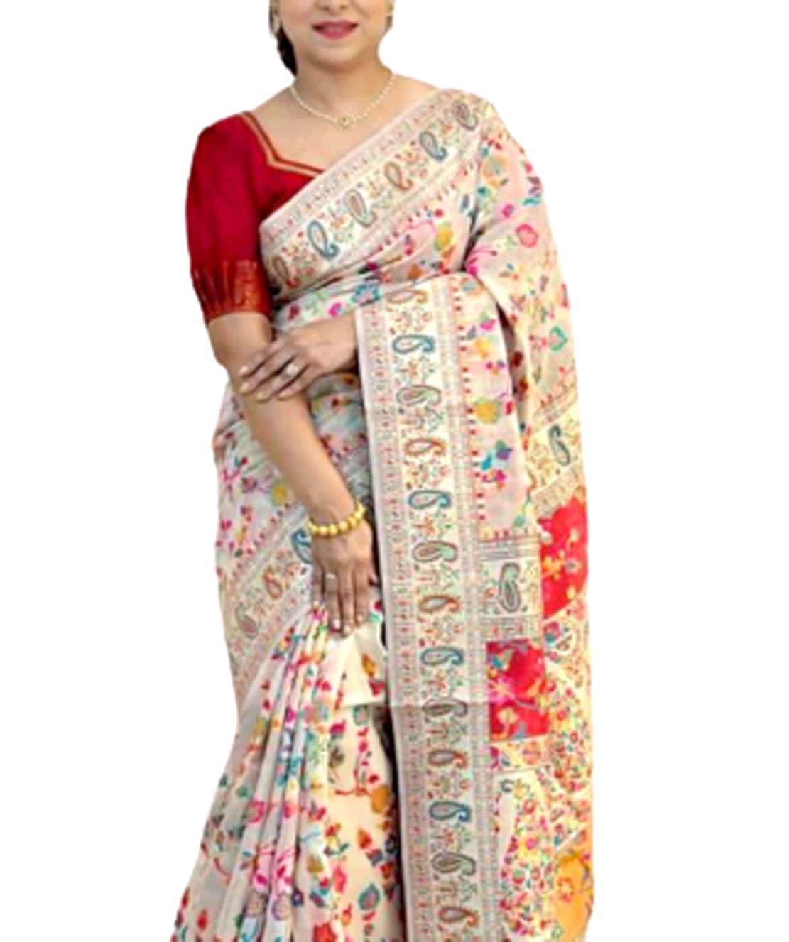 Elegant Maple leaf Printed Pashmina Saree