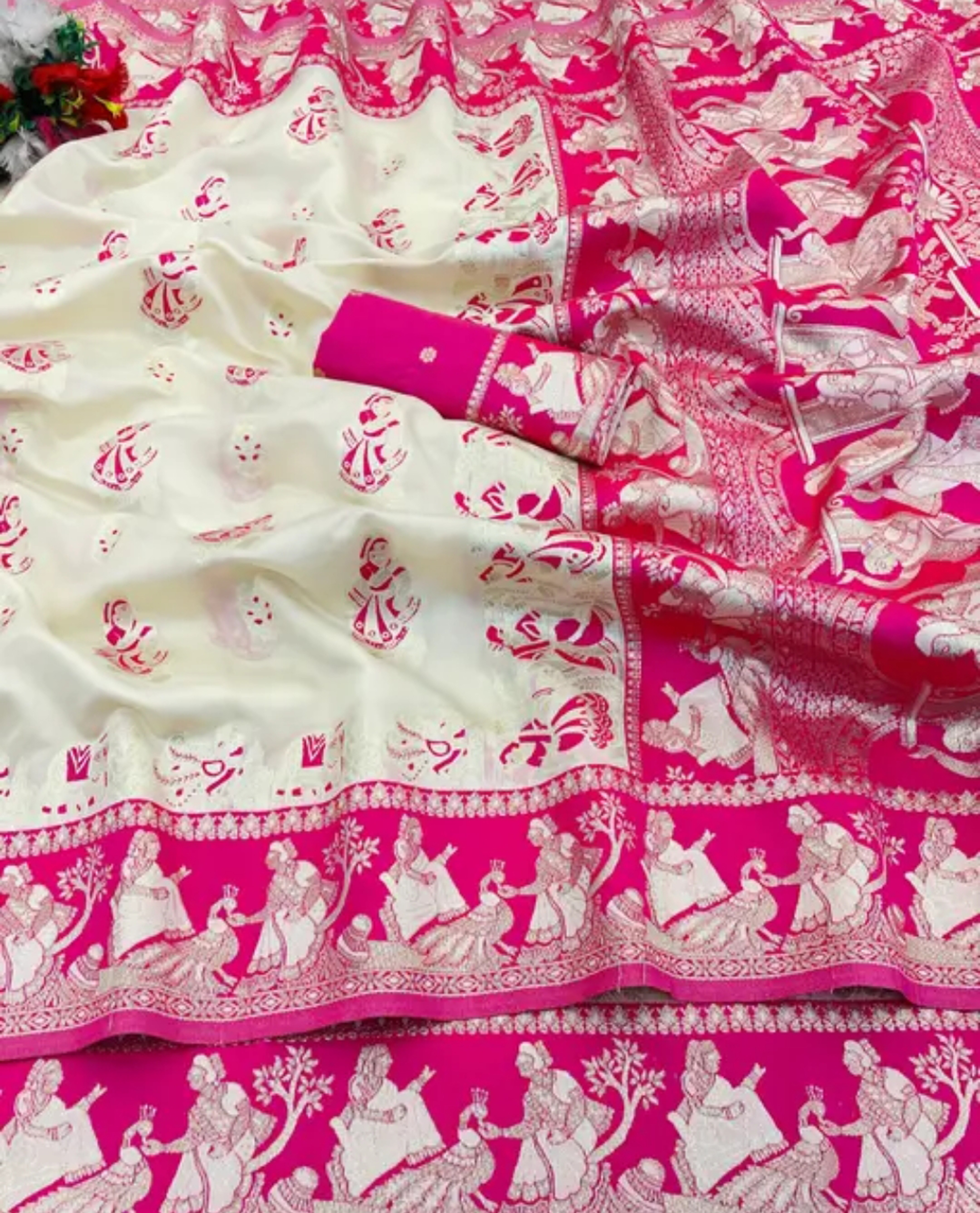 Pure Bridal Woven Baluchari Saree Handwoven Traditional Design With BP 
