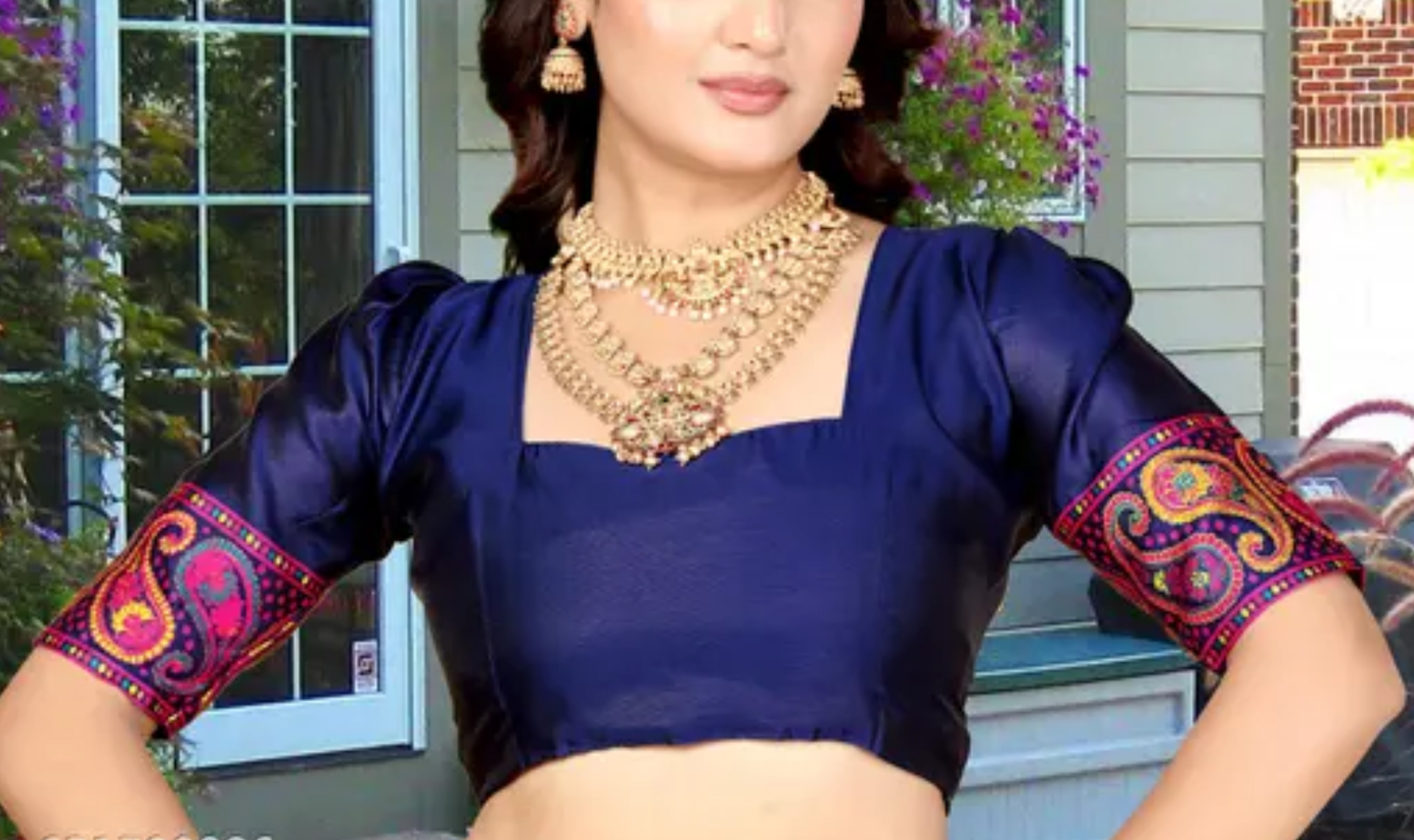  Kashmiri Pashmina Silk Dark Blue Saree with Traditional Meenakari Work 