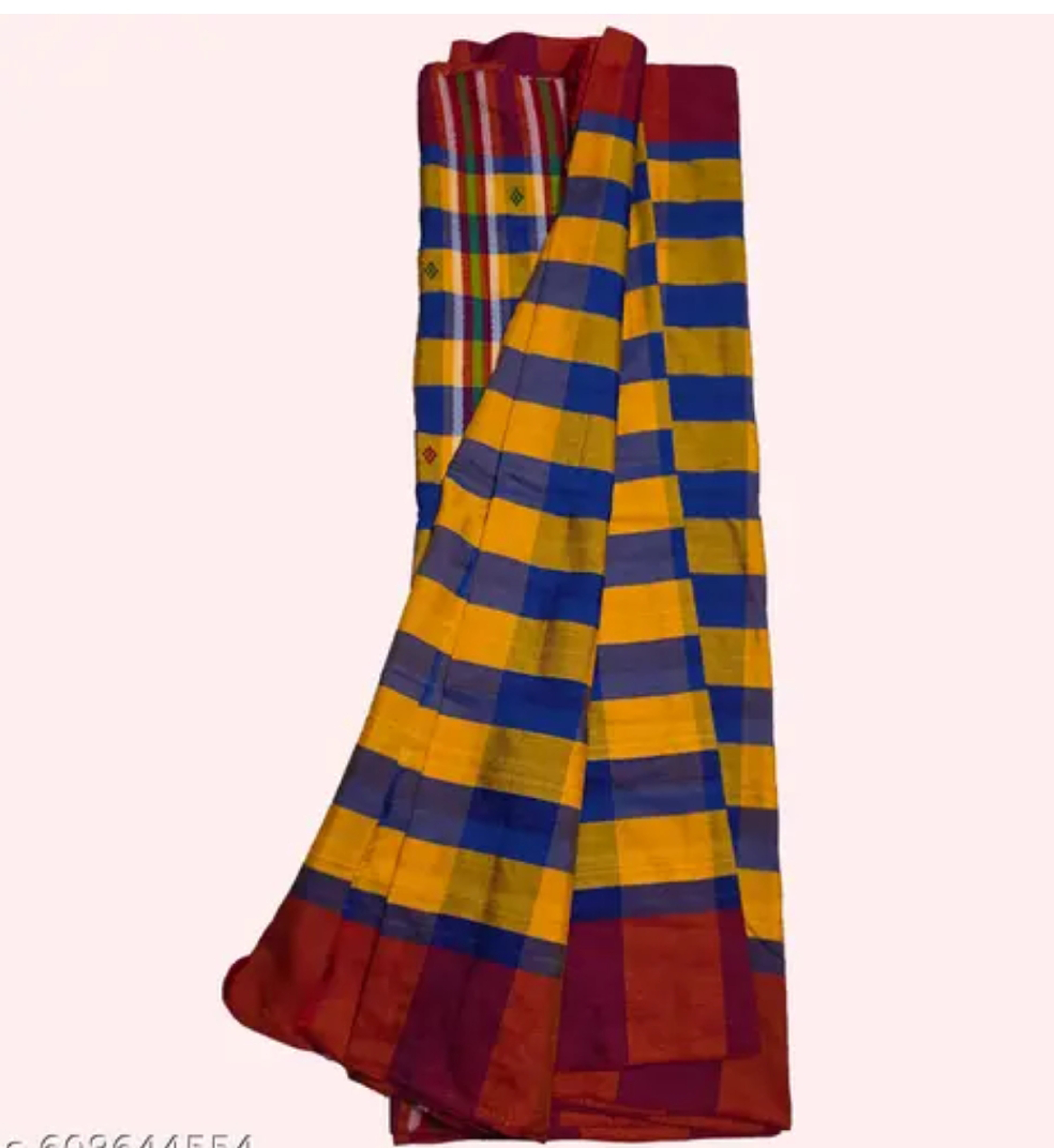 Adibasi Tribal Santali Cotton Saree Panchi Lumang Embroidered Yellow Blue Red