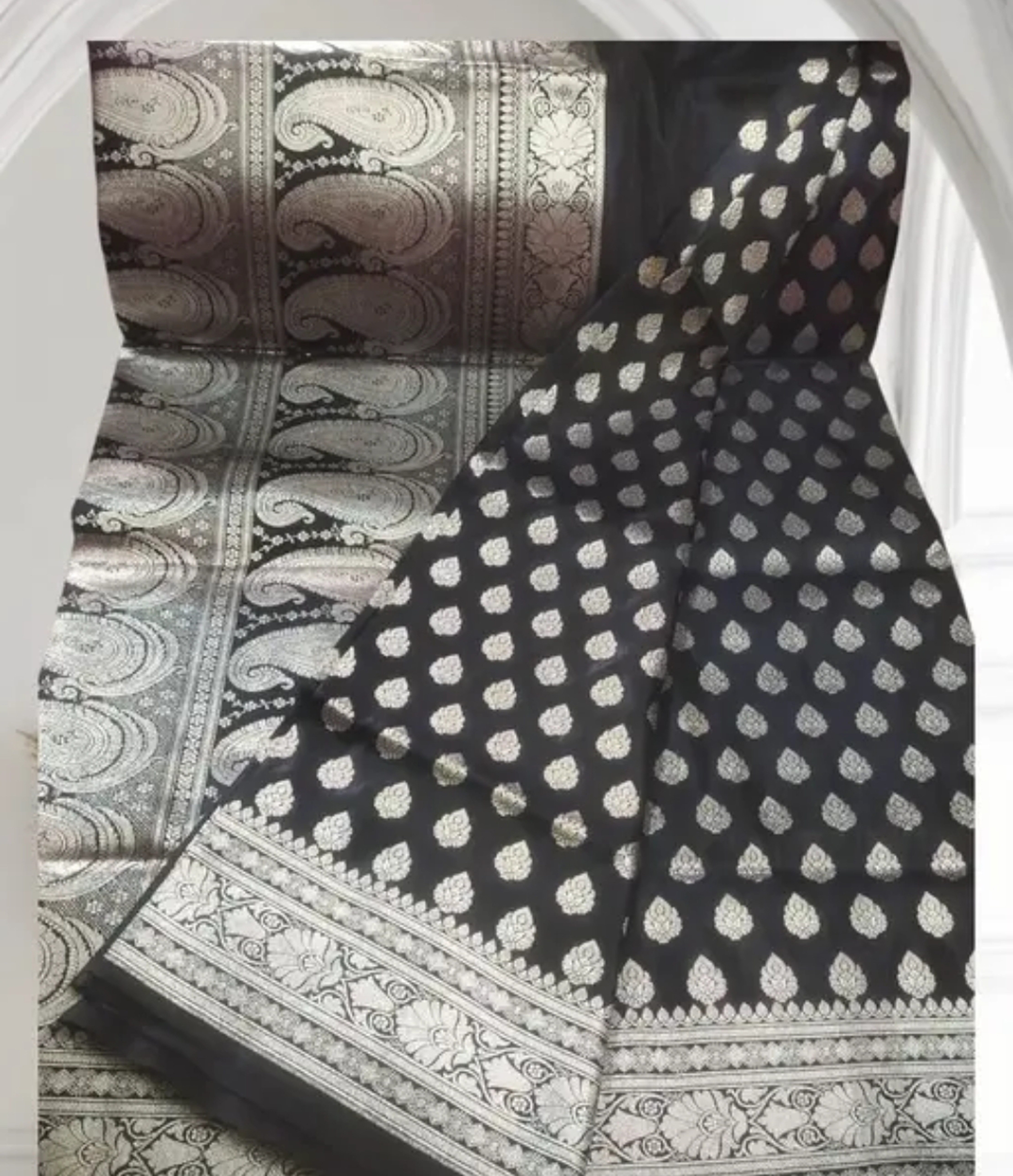 Bridal Banarasi Katan Silk Saree Self Design With All over Golden Zari Border (Design Available Basis)